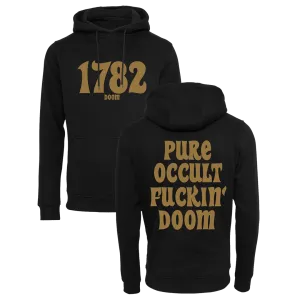 1782 - Pure Occult Fuckin’ Doom Gold Logo Pullover Hoodie - Black