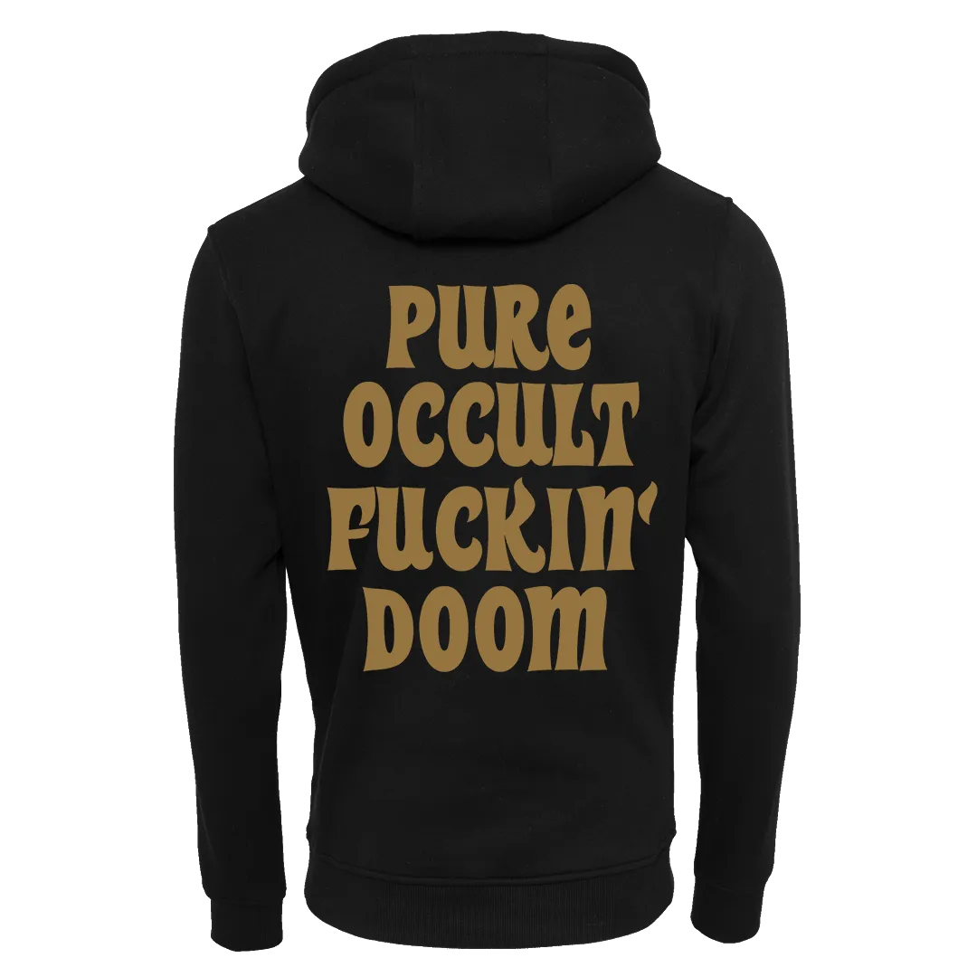 1782 - Pure Occult Fuckin’ Doom Gold Logo Pullover Hoodie - Black