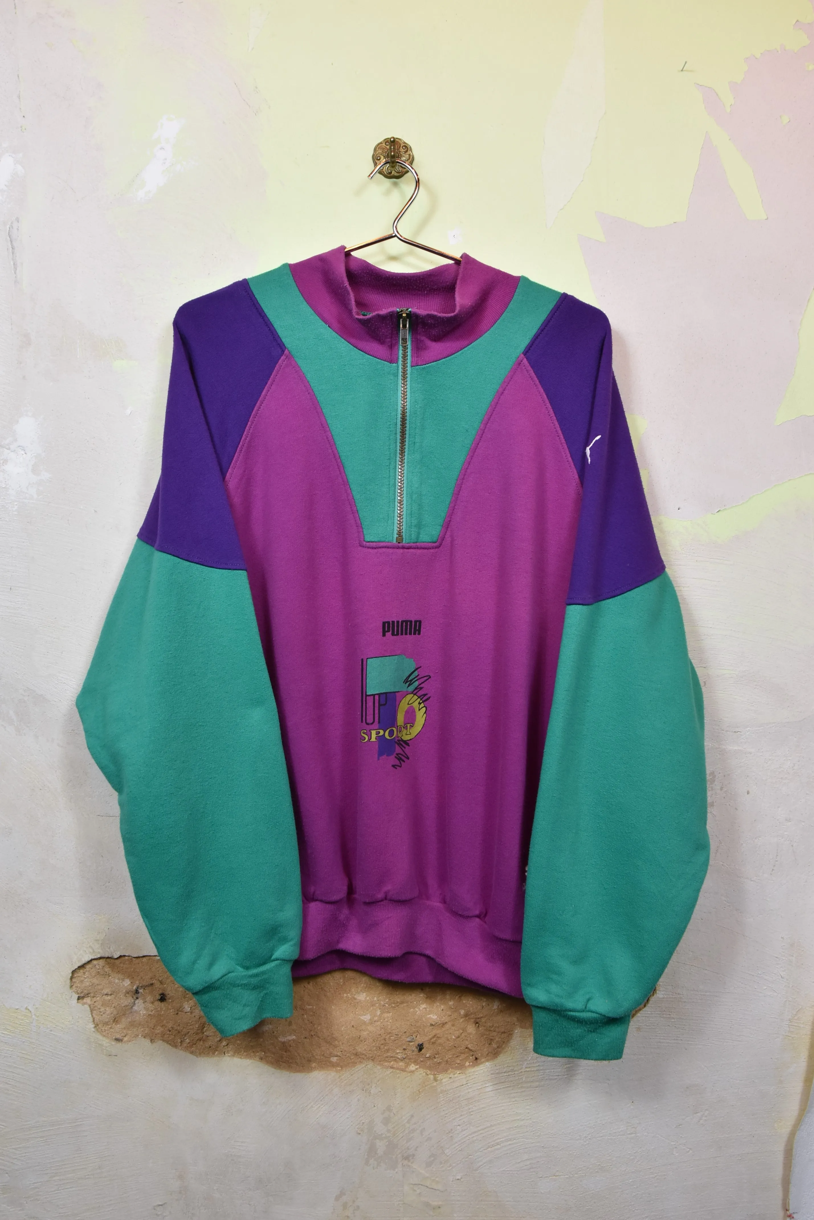 80er PUMA Colorblock Sweatshirt, Gr. L