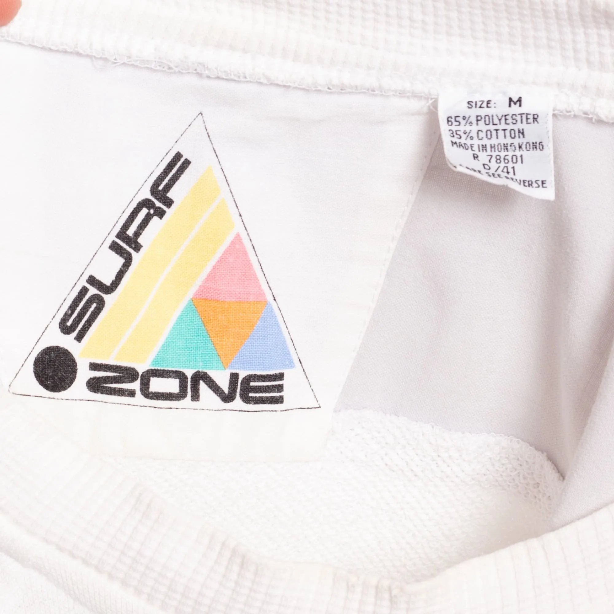 80s Surf Zone White & Grey Color Block Sweatshirt - Men's Medium