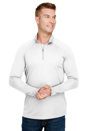 A4 Mens Daily Performance Moisture Wicking 1/4 Zip Sweatshirt - White