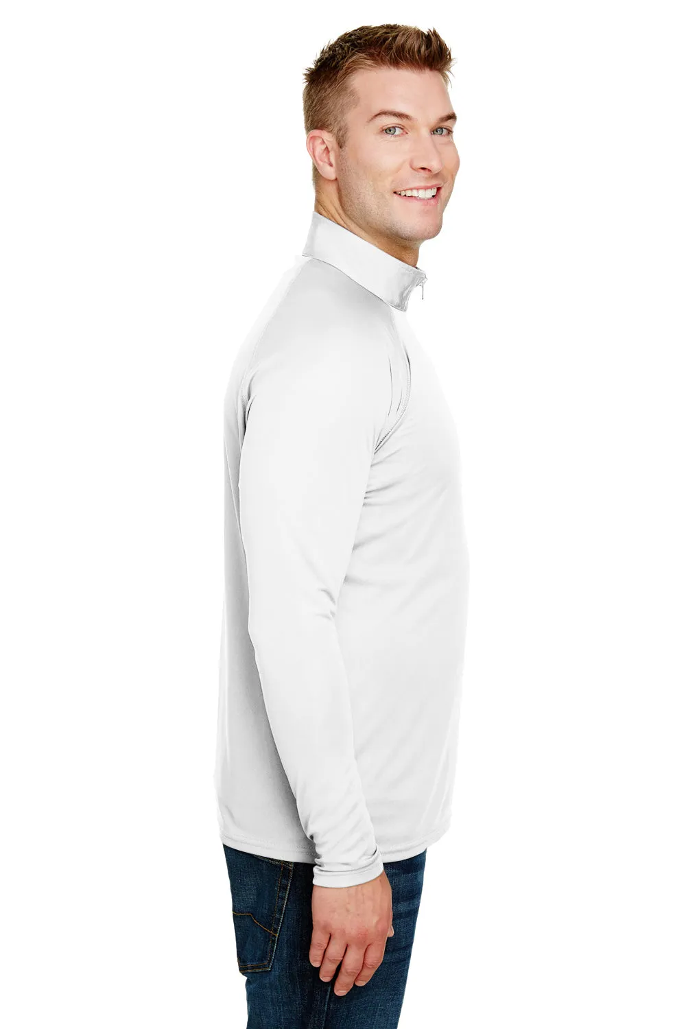 A4 Mens Daily Performance Moisture Wicking 1/4 Zip Sweatshirt - White