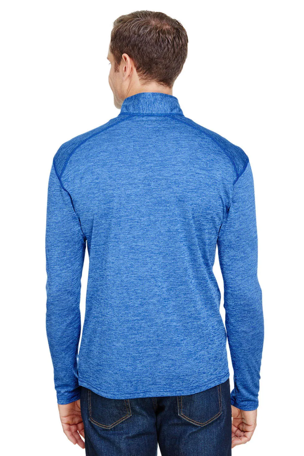 A4 Mens Tonal Space Dye Performance Moisture Wicking 1/4 Zip Sweatshirt - Light Blue