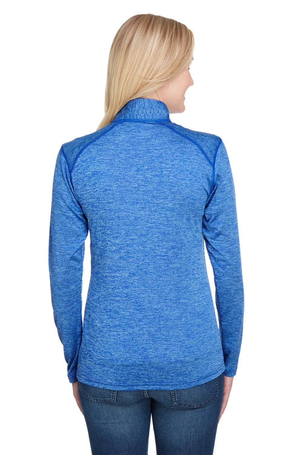 A4 Womens Tonal Space Dye Performance Moisture Wicking 1/4 Zip Sweatshirt - Light Blue