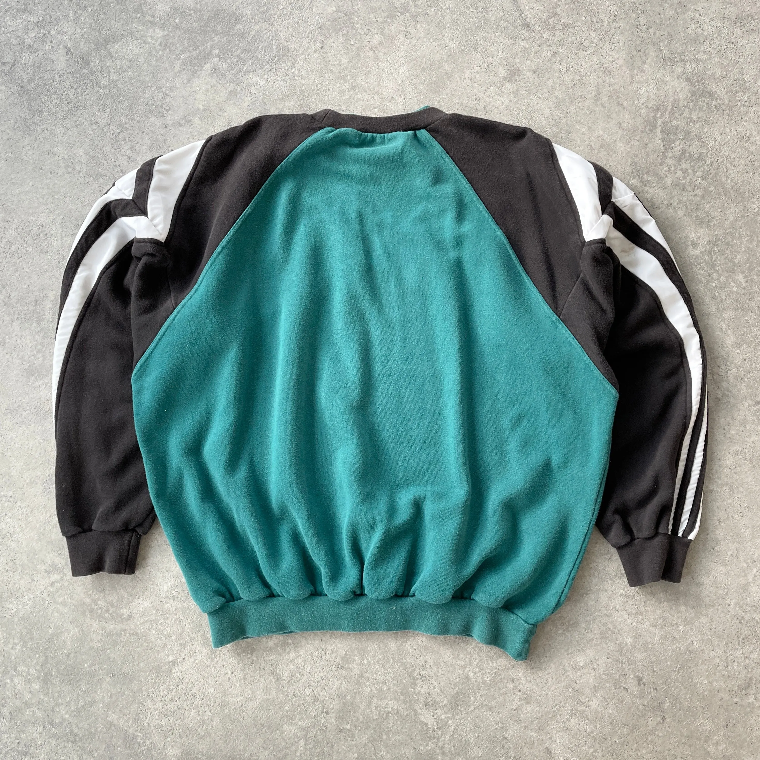 Adidas 1990s colour block embroidered graphic sweatshirt (L)