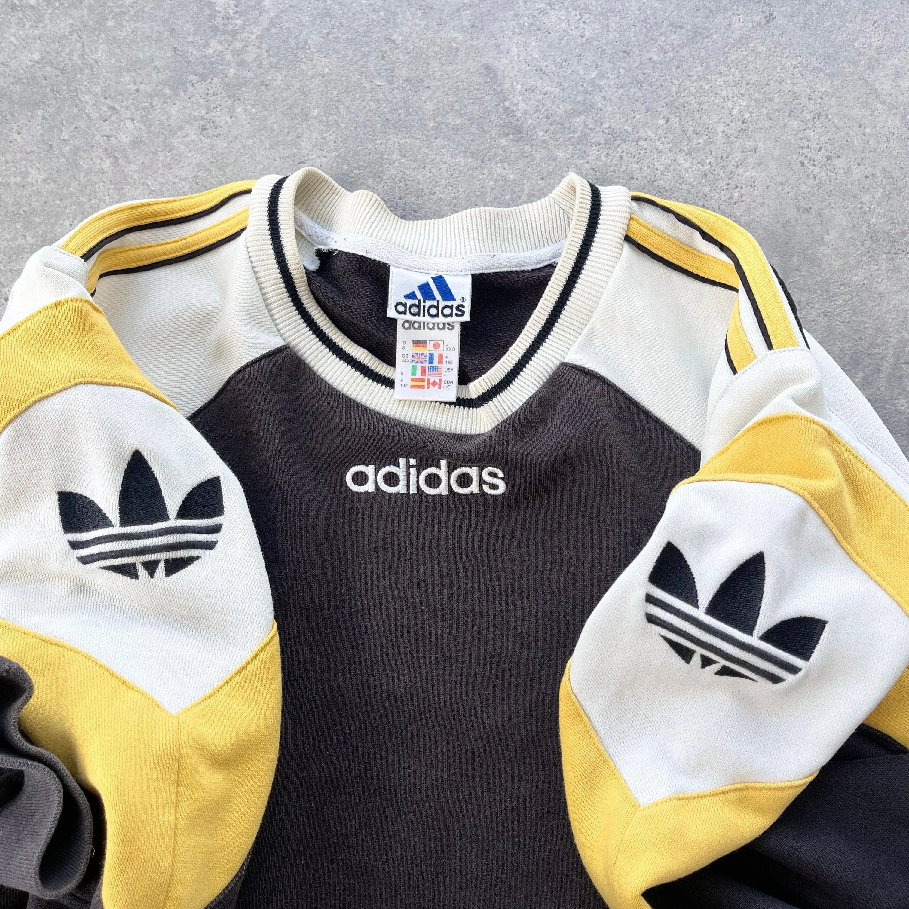 Adidas 1990s colour block embroidered sweatshirt (L)