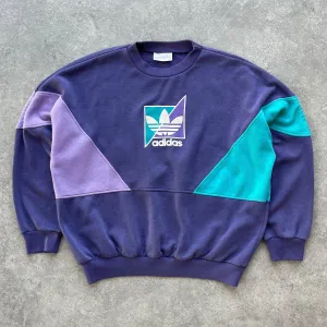 Adidas 1990s colour block graphic sweatshirt (L)