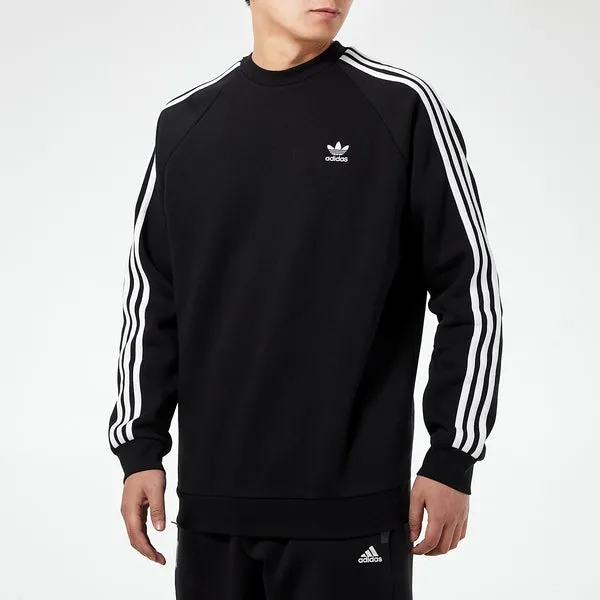 adidas originals 3-stripes Crew Fleece Lined Stay Warm raglan sleeve Round Neck Pullover Black