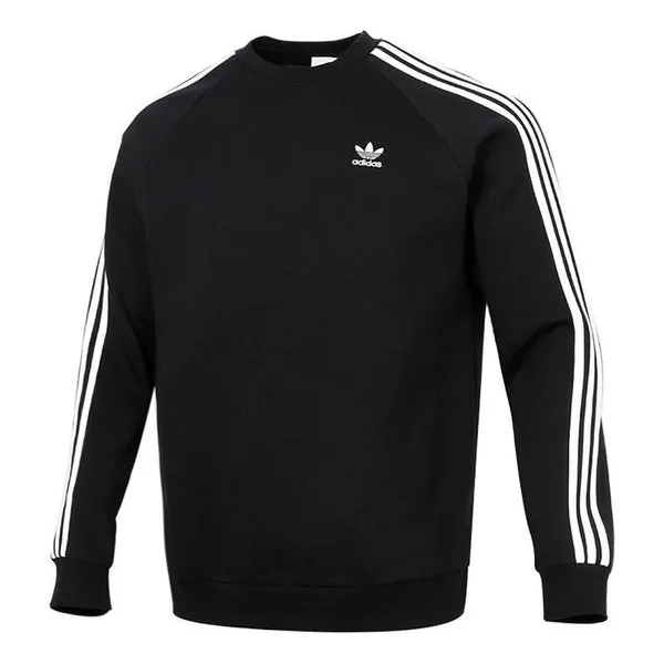 adidas originals 3-stripes Crew Fleece Lined Stay Warm raglan sleeve Round Neck Pullover Black