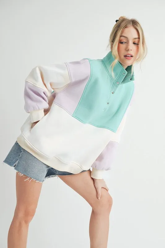 Aemi   Co Glo Colorblock Pullover Sweatshirts