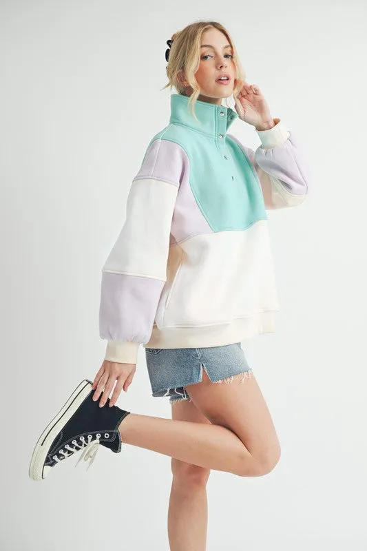 Aemi   Co Glo Colorblock Pullover Sweatshirts