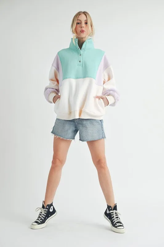 Aemi   Co Glo Colorblock Pullover Sweatshirts