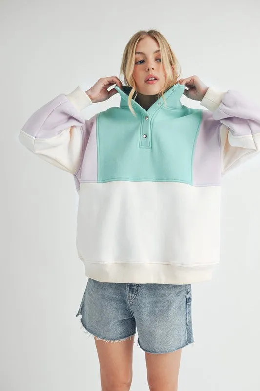 Aemi   Co Glo Colorblock Pullover Sweatshirts