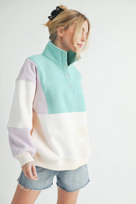 Aemi   Co Glo Colorblock Pullover Sweatshirts