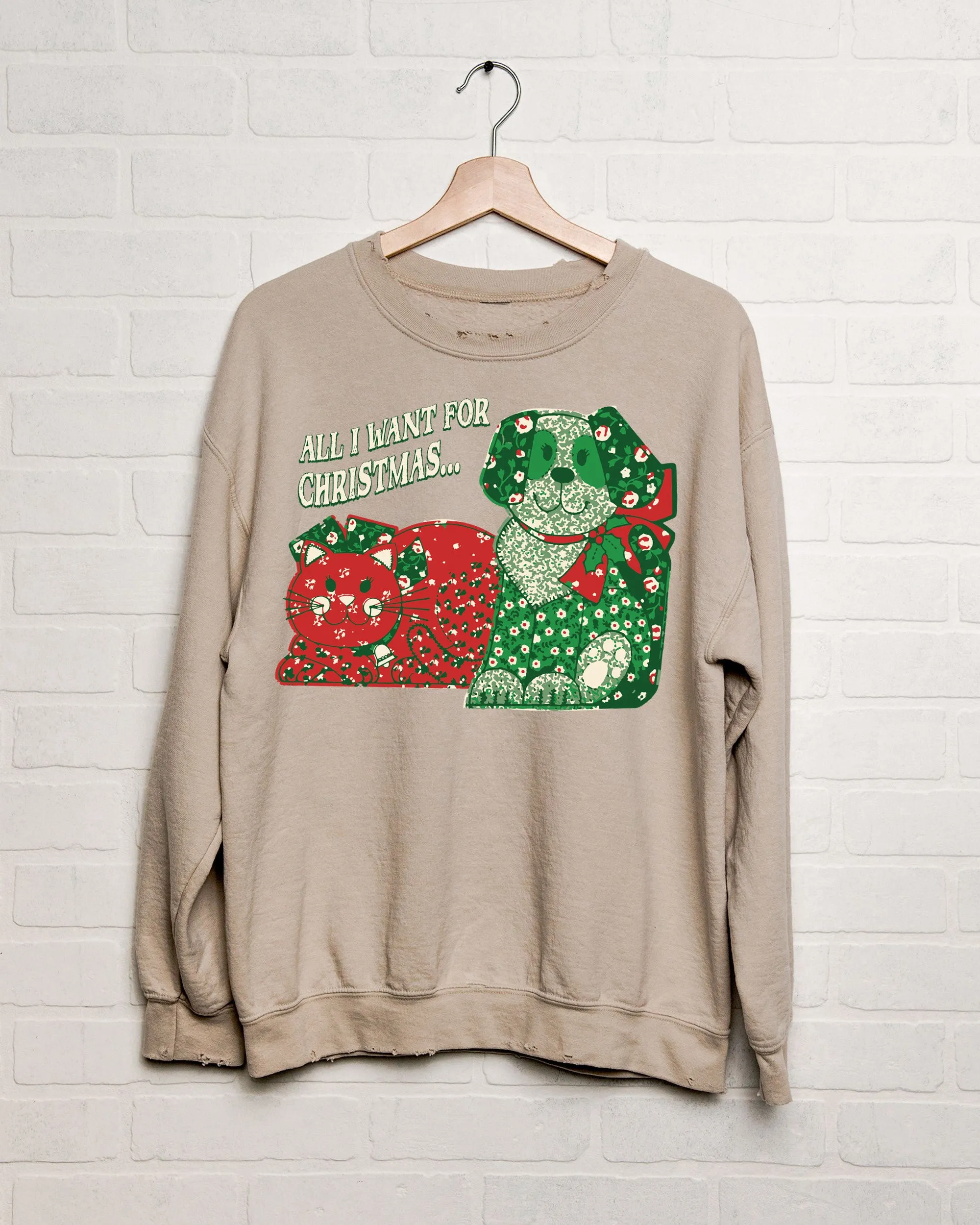 All I Want For Christmas Sand Thrifted Sweatshirt