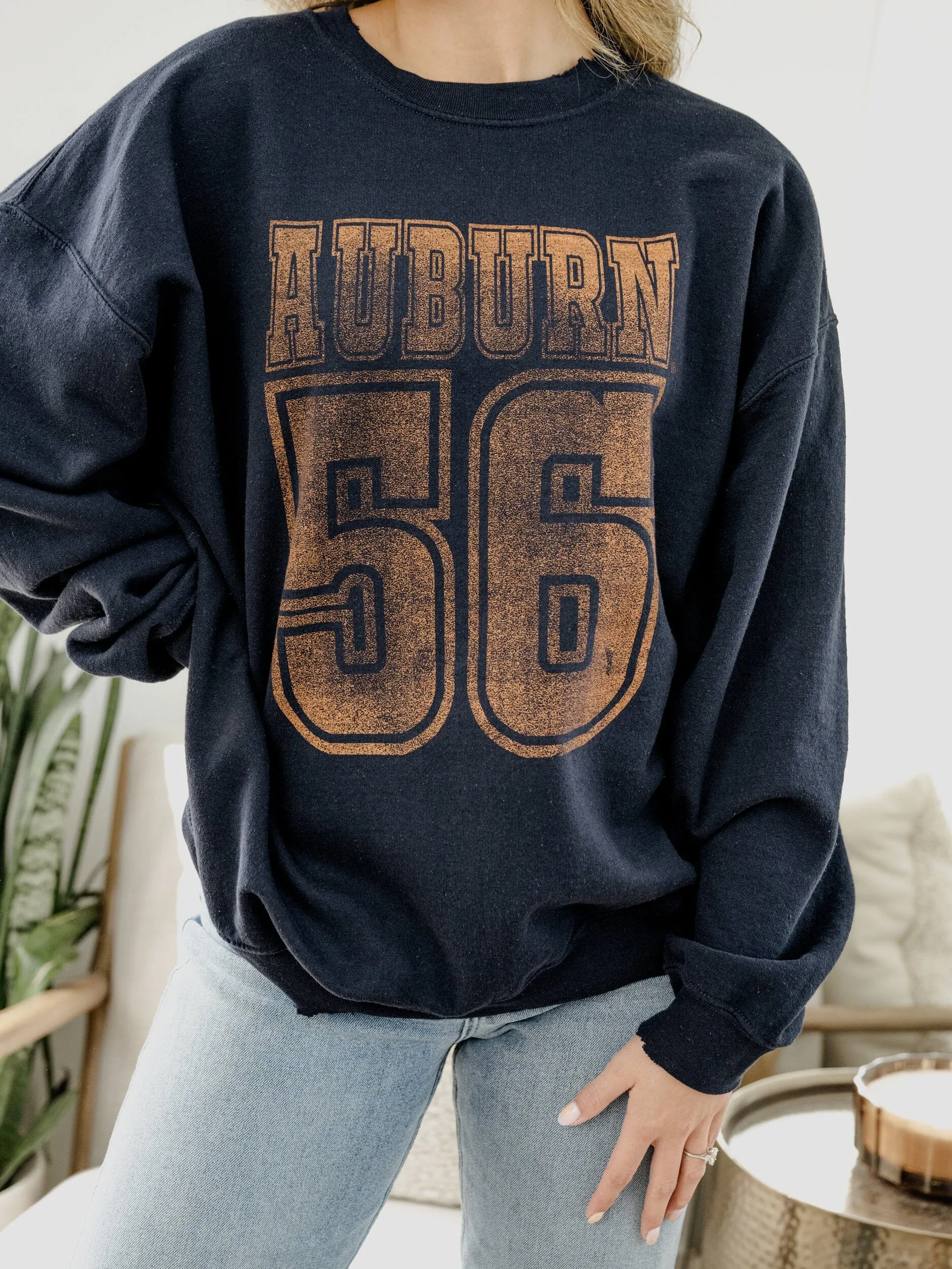 Auburn Tigers Player Navy Thrifted Sweatshirt