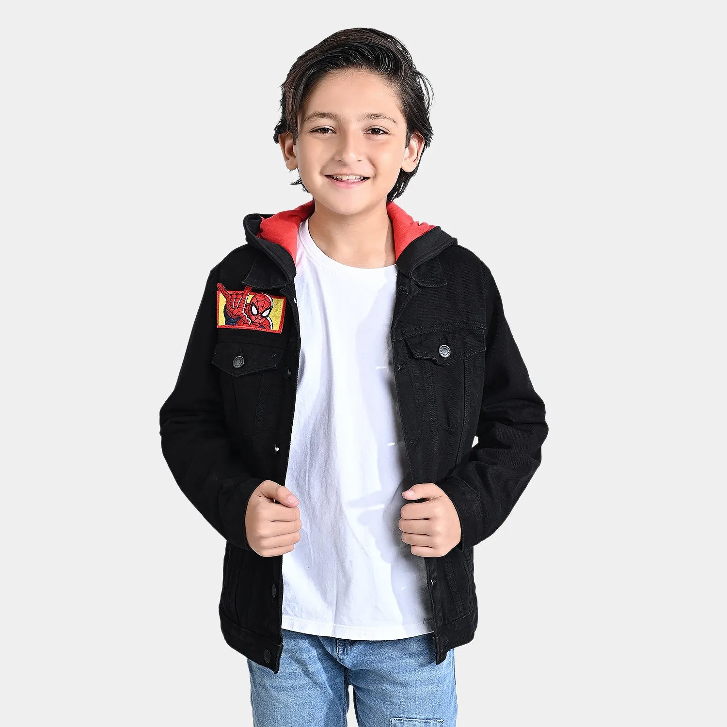 Boys Denim rigid Woven Jacket-BLACK