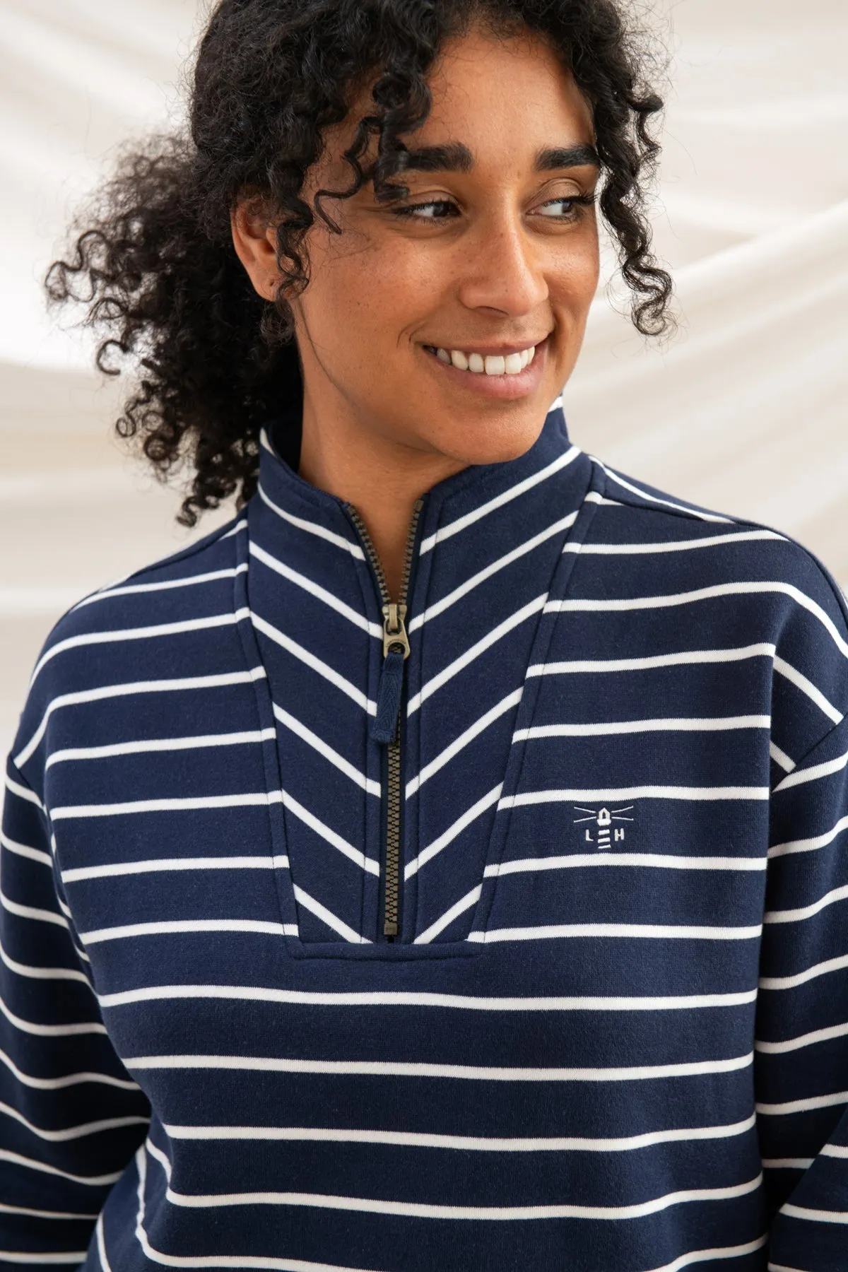 Coral Jersey - Navy Stripe