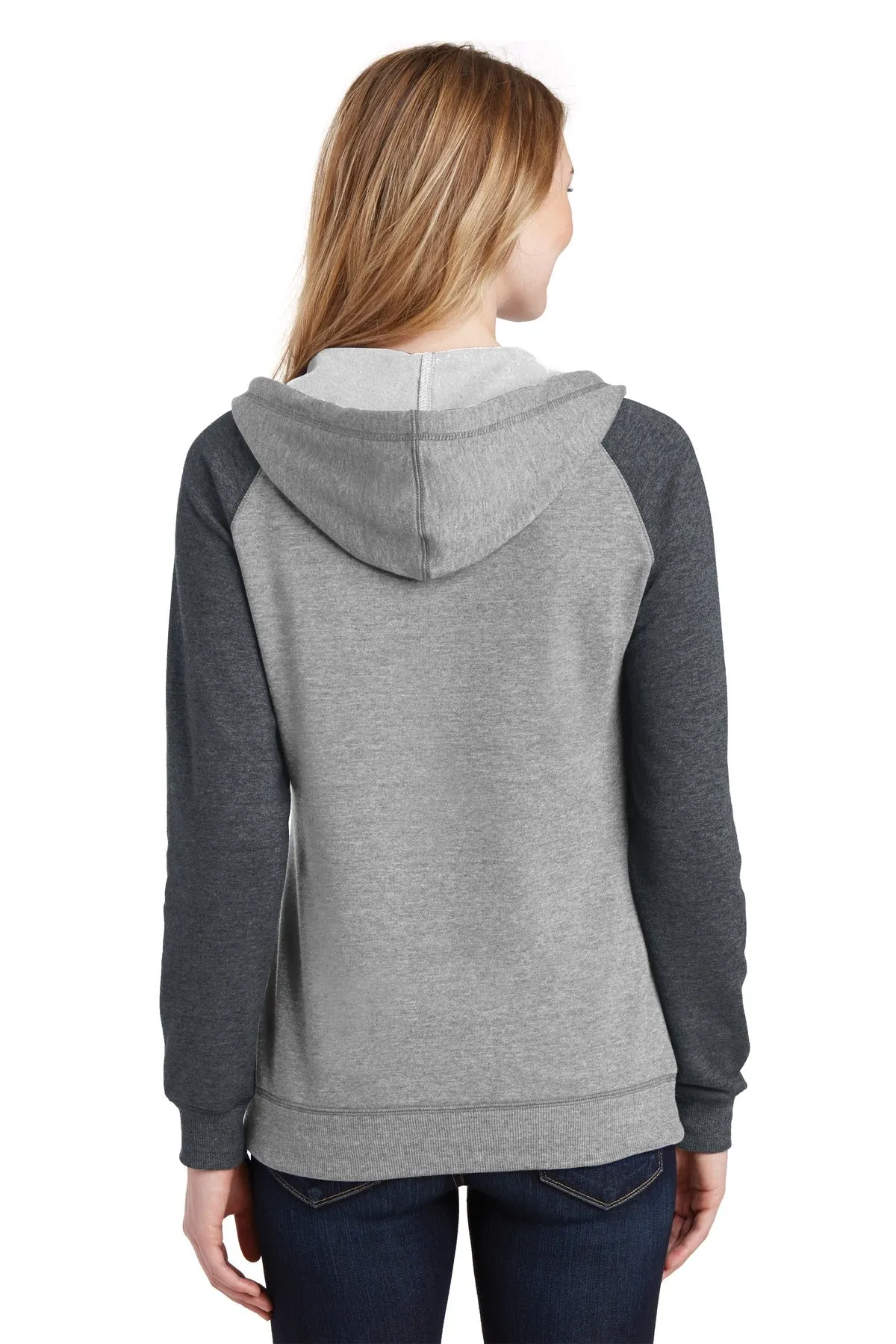 District Women's Lightweight Fleece Raglan Hoodie.  DT296