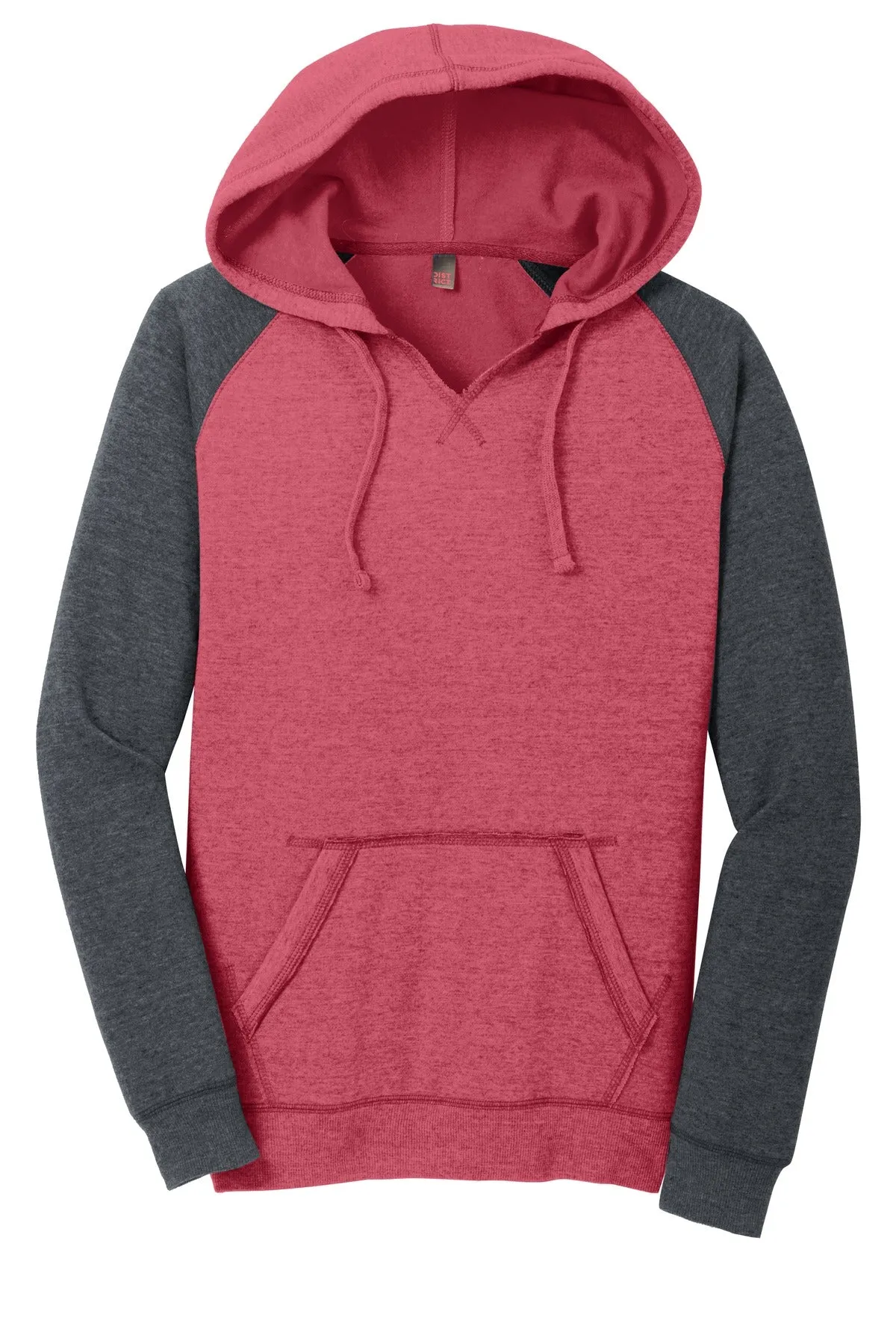 District Women's Lightweight Fleece Raglan Hoodie.  DT296