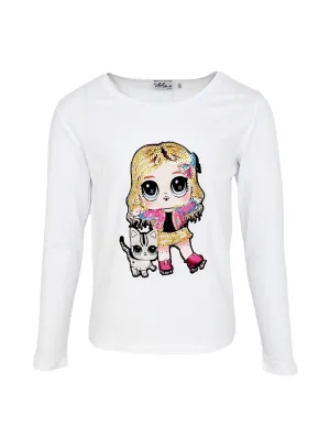 Doll and Cat Long Sleeve Shirt