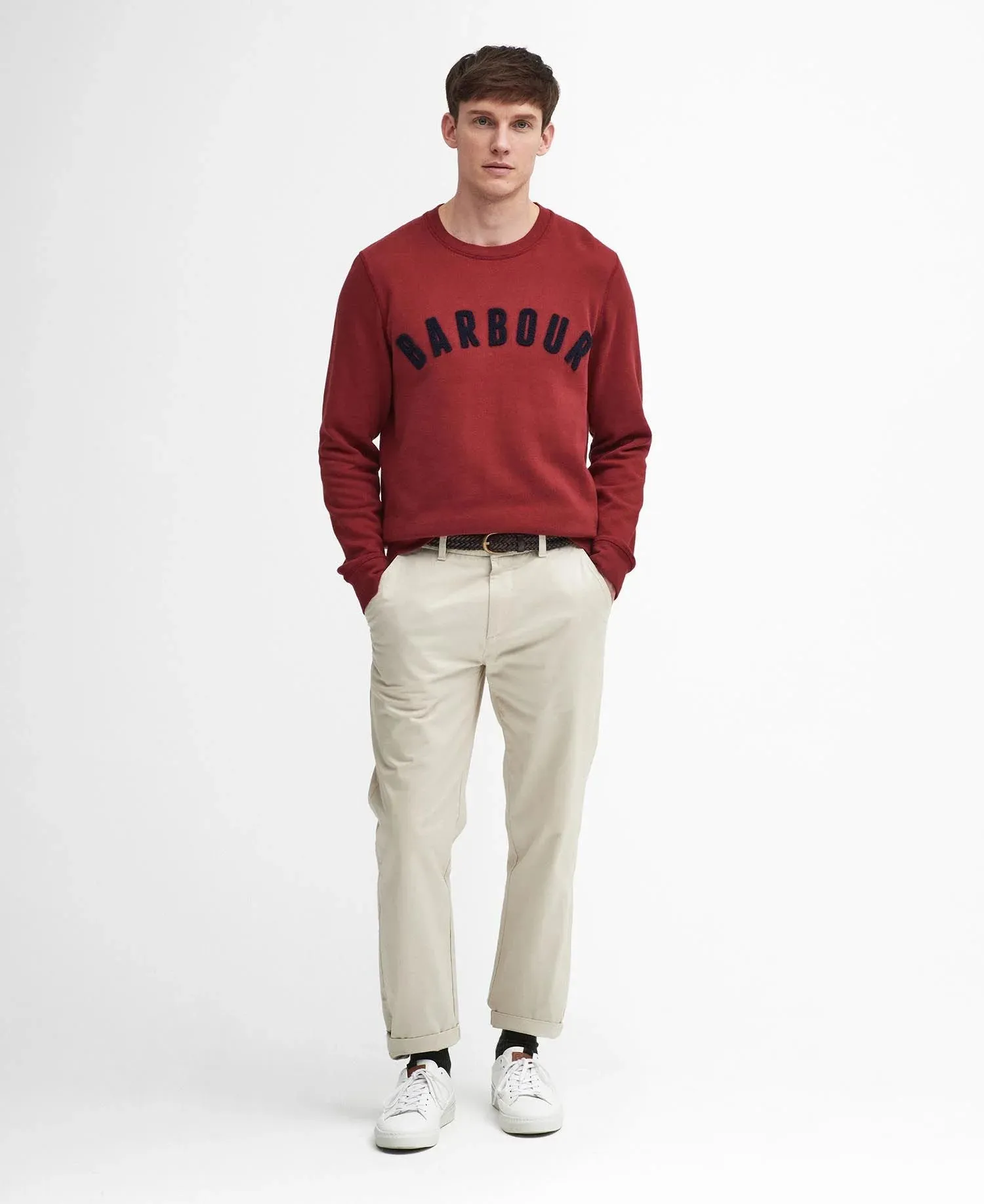 Essential Prep Logo Sweatshirt in Highland Red by Barbour