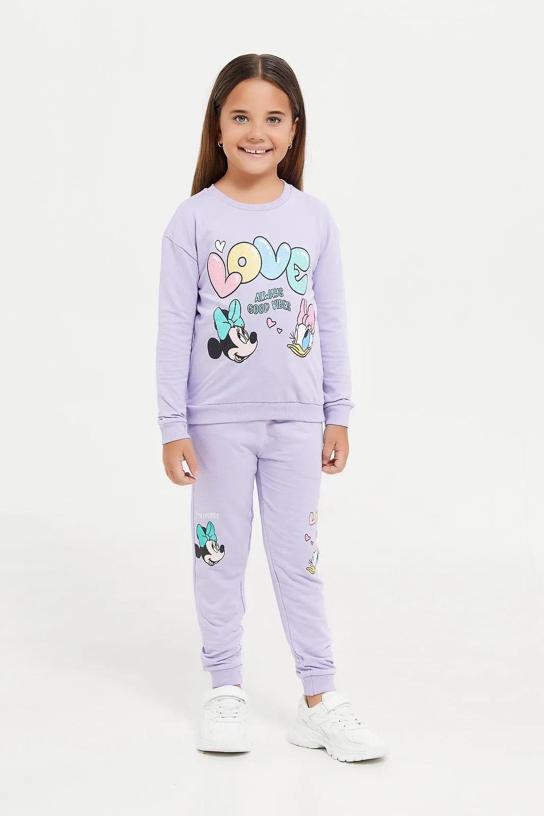 Girls Lilac Printed Minnie And Daisy Sweatshirts