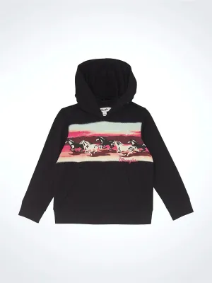 Girl's Wrangler Horse Print Border Hoodie