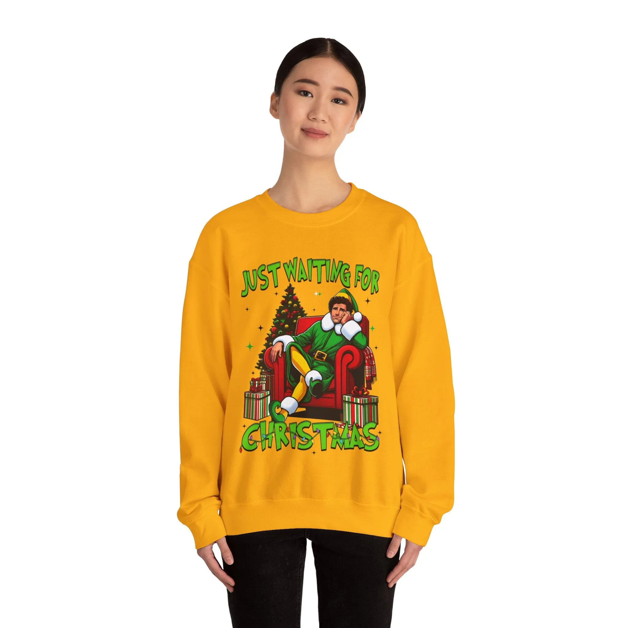 Just Waiting for Christmas Sweatshirt - Unisex Heavy Blend Crewneck for Holiday Cheer