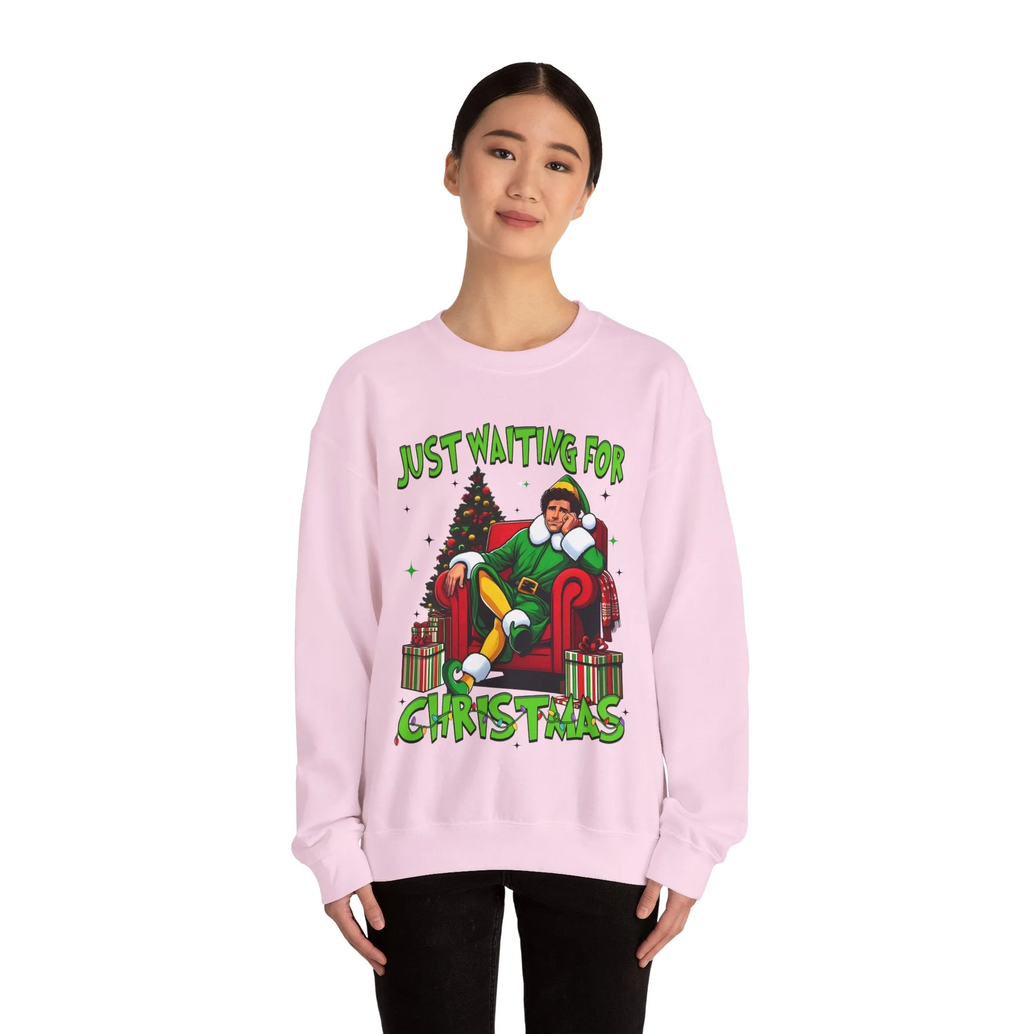 Just Waiting for Christmas Sweatshirt - Unisex Heavy Blend Crewneck for Holiday Cheer