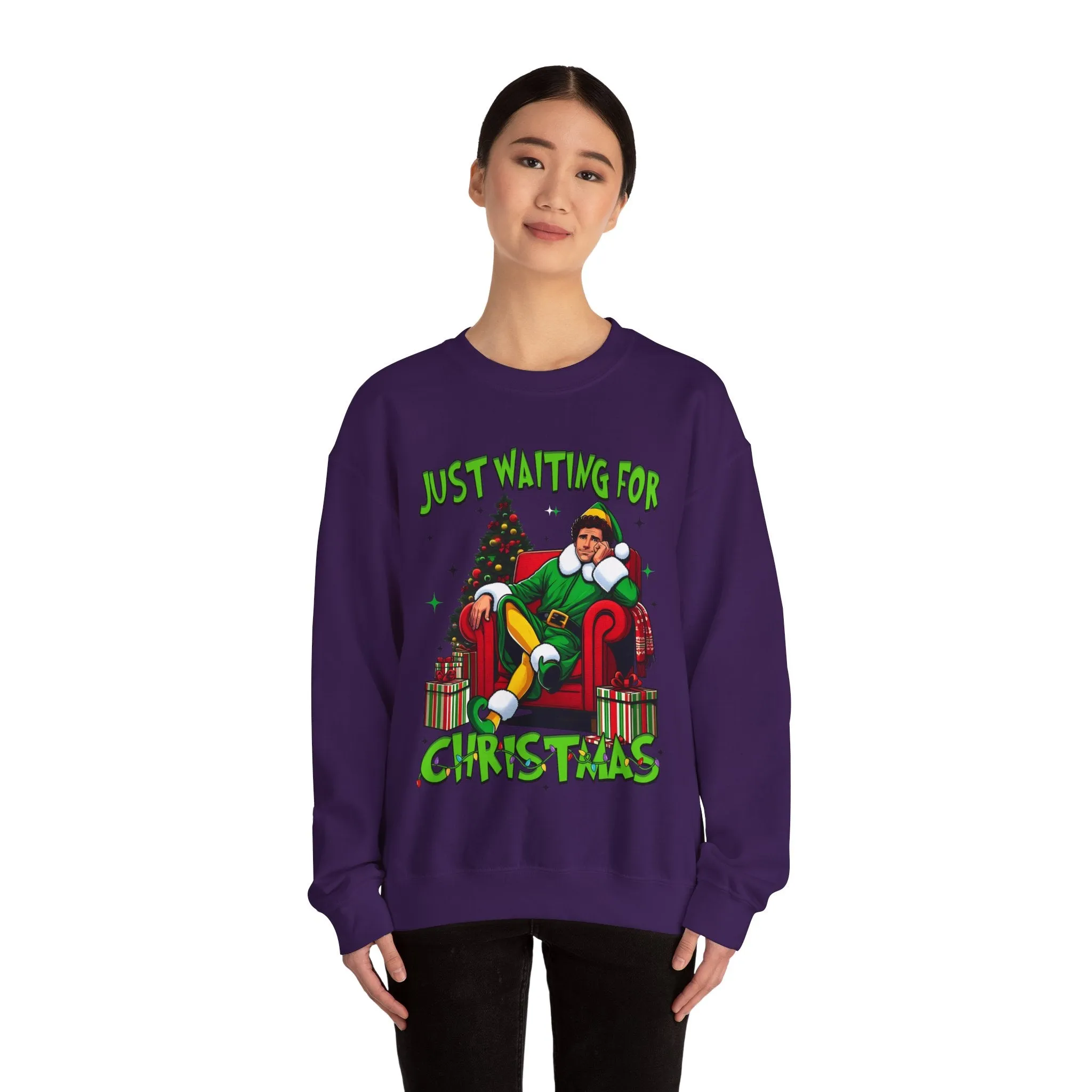 Just Waiting for Christmas Sweatshirt - Unisex Heavy Blend Crewneck for Holiday Cheer