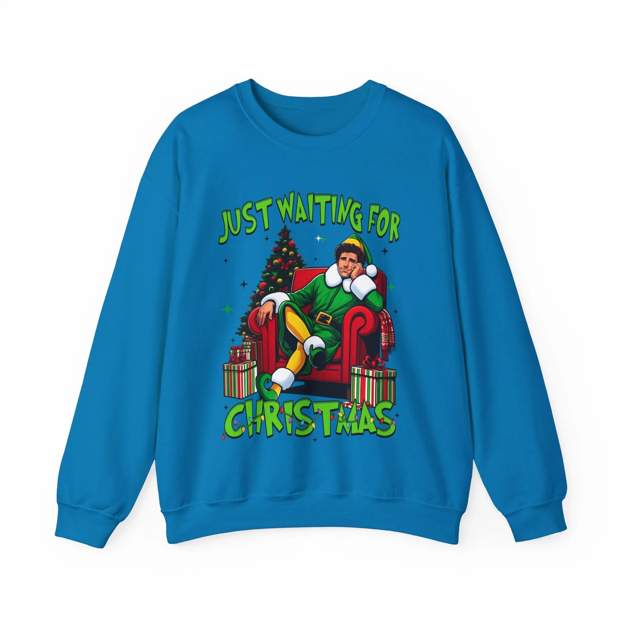 Just Waiting for Christmas Sweatshirt - Unisex Heavy Blend Crewneck for Holiday Cheer