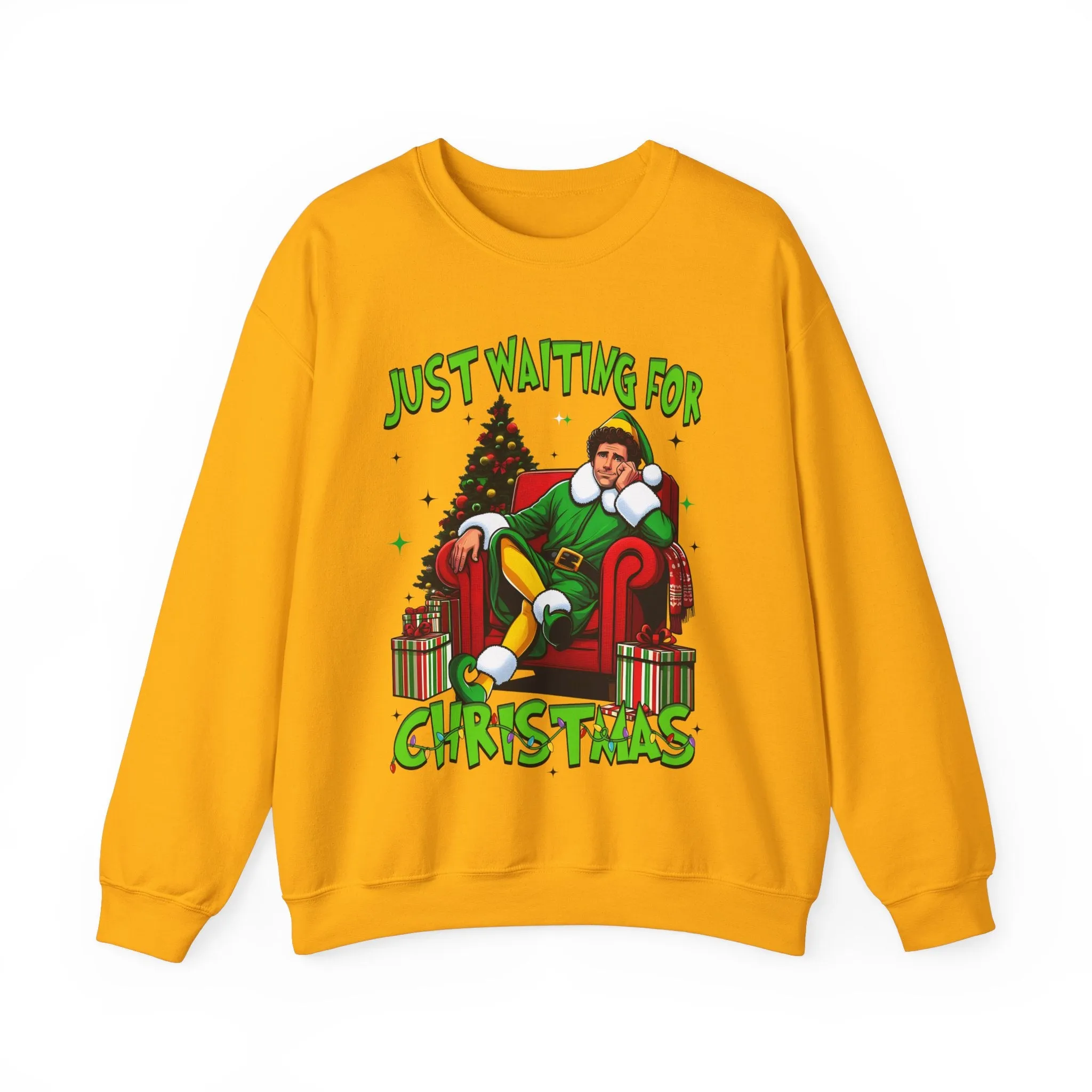 Just Waiting for Christmas Sweatshirt - Unisex Heavy Blend Crewneck for Holiday Cheer