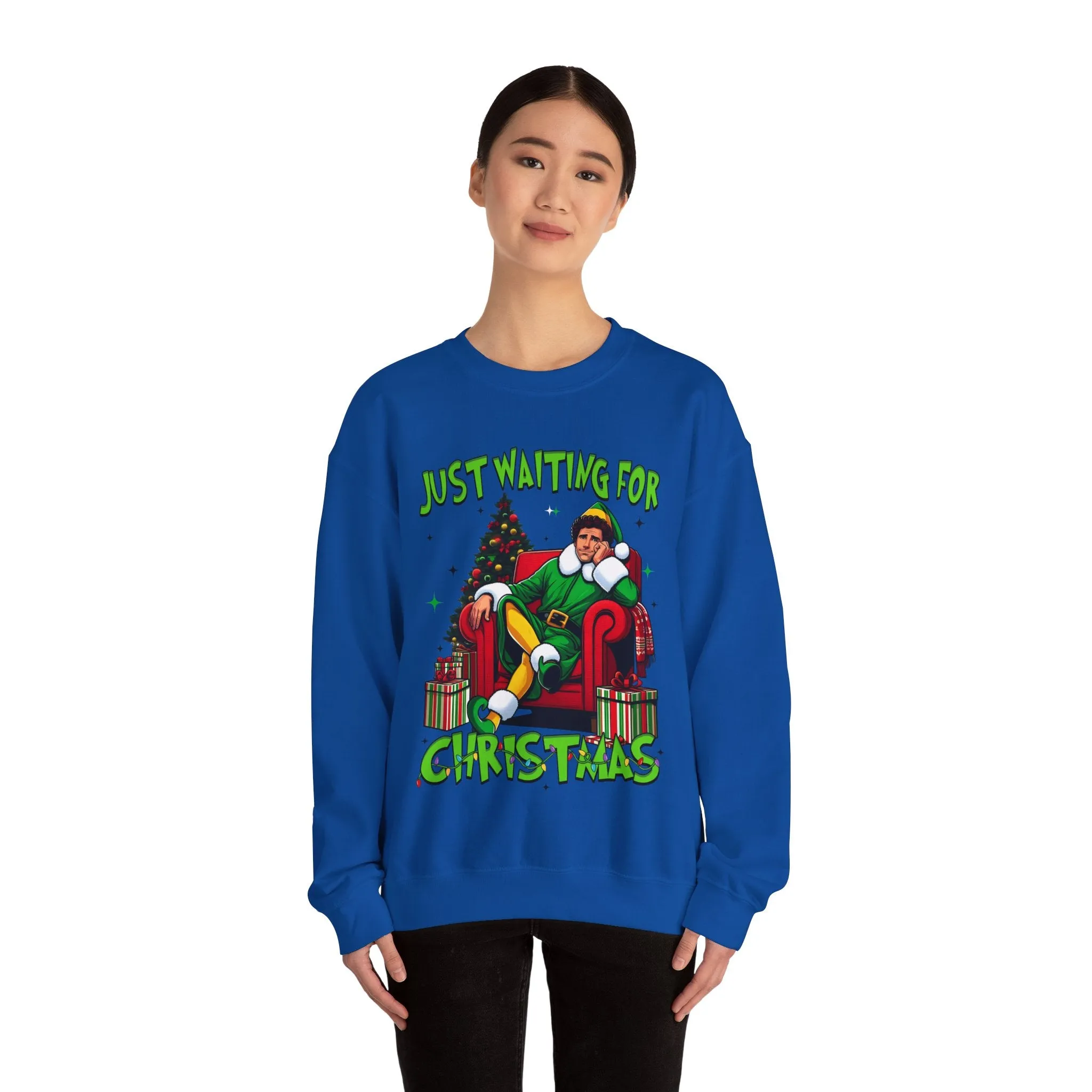 Just Waiting for Christmas Sweatshirt - Unisex Heavy Blend Crewneck for Holiday Cheer