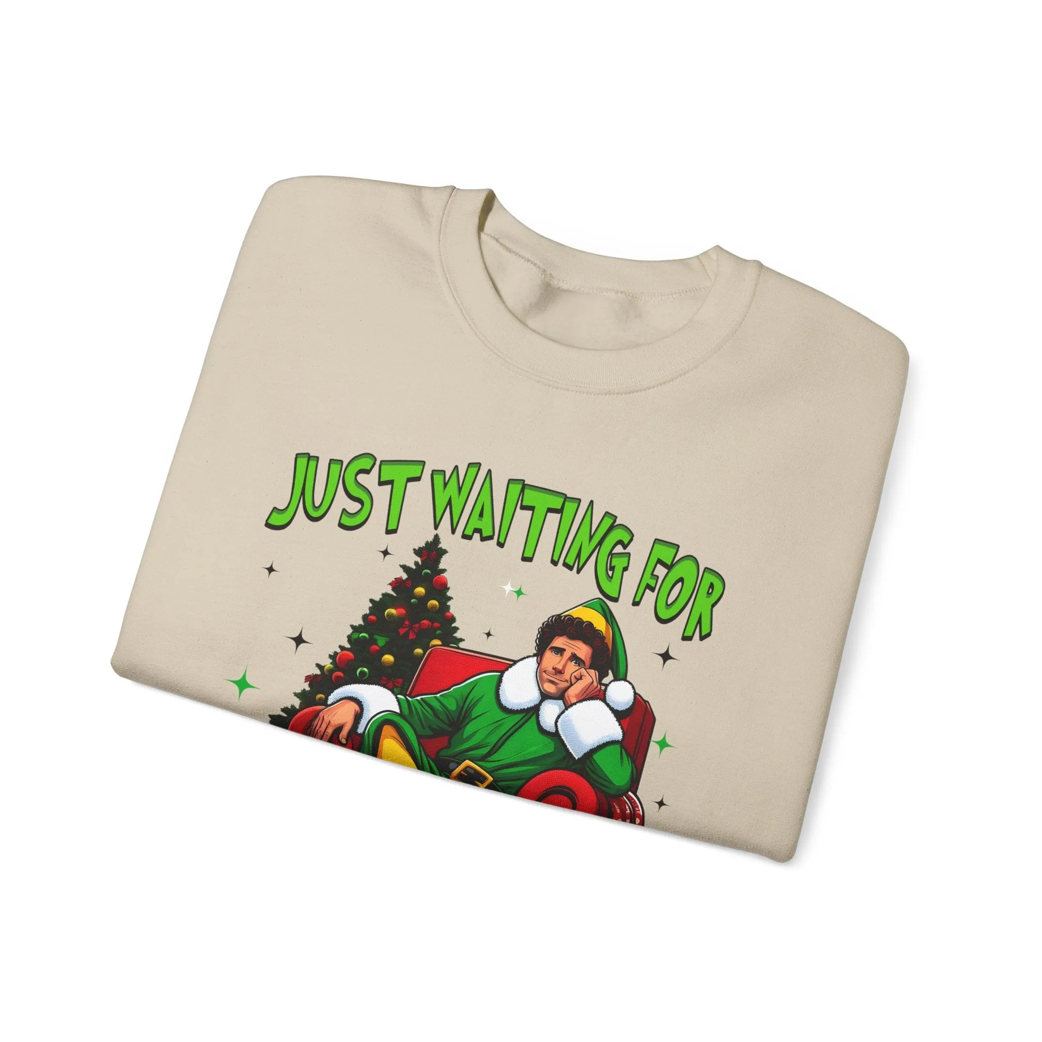 Just Waiting for Christmas Sweatshirt - Unisex Heavy Blend Crewneck for Holiday Cheer