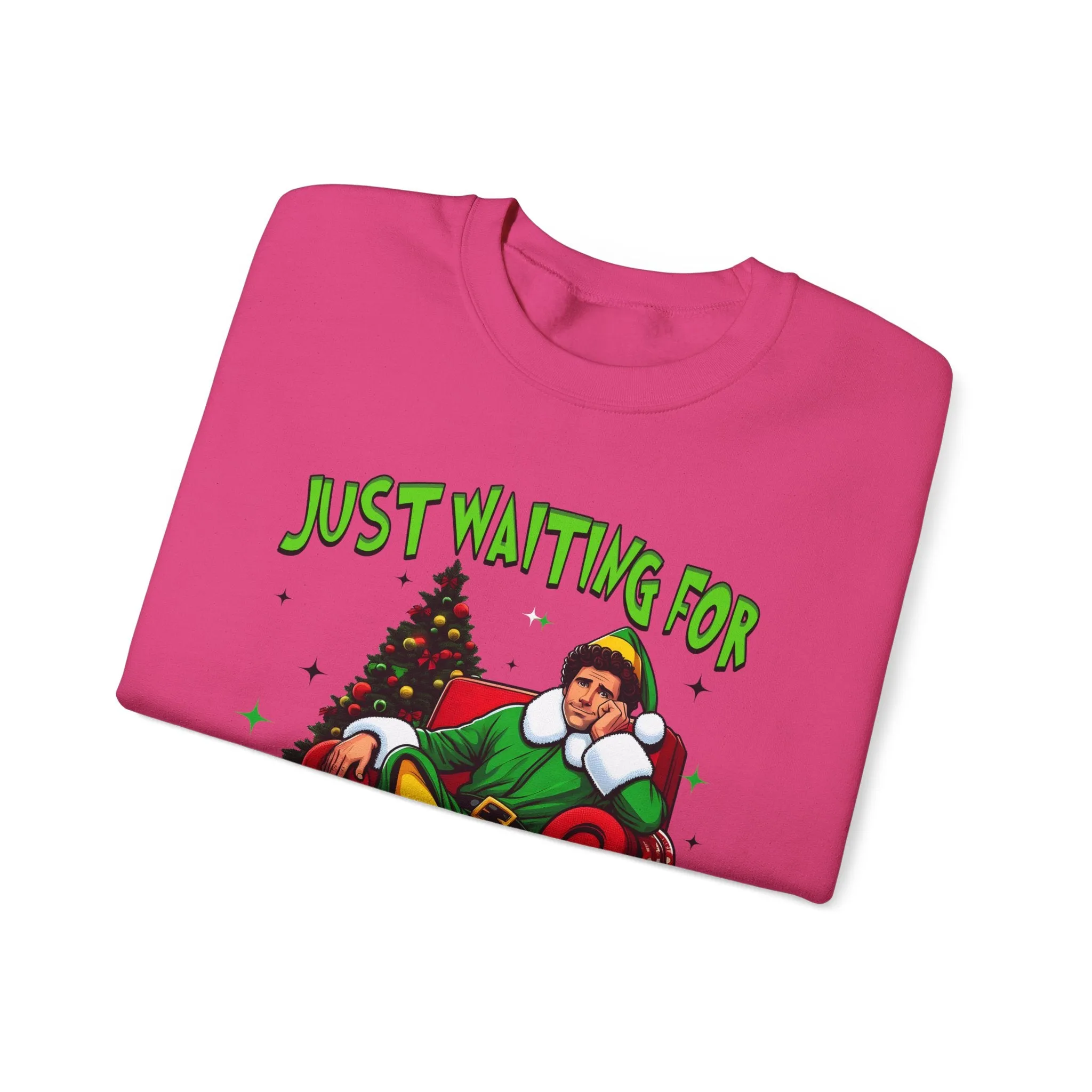 Just Waiting for Christmas Sweatshirt - Unisex Heavy Blend Crewneck for Holiday Cheer