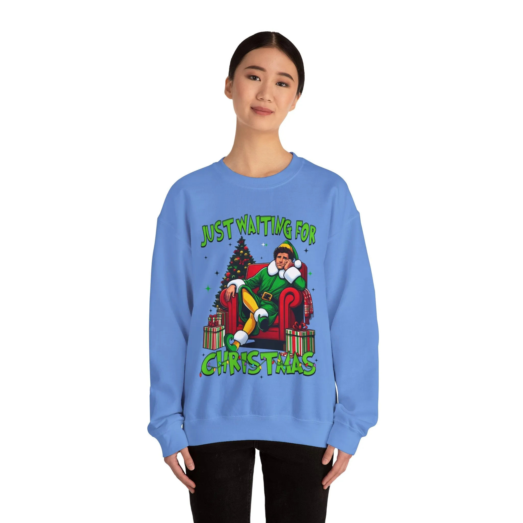 Just Waiting for Christmas Sweatshirt - Unisex Heavy Blend Crewneck for Holiday Cheer