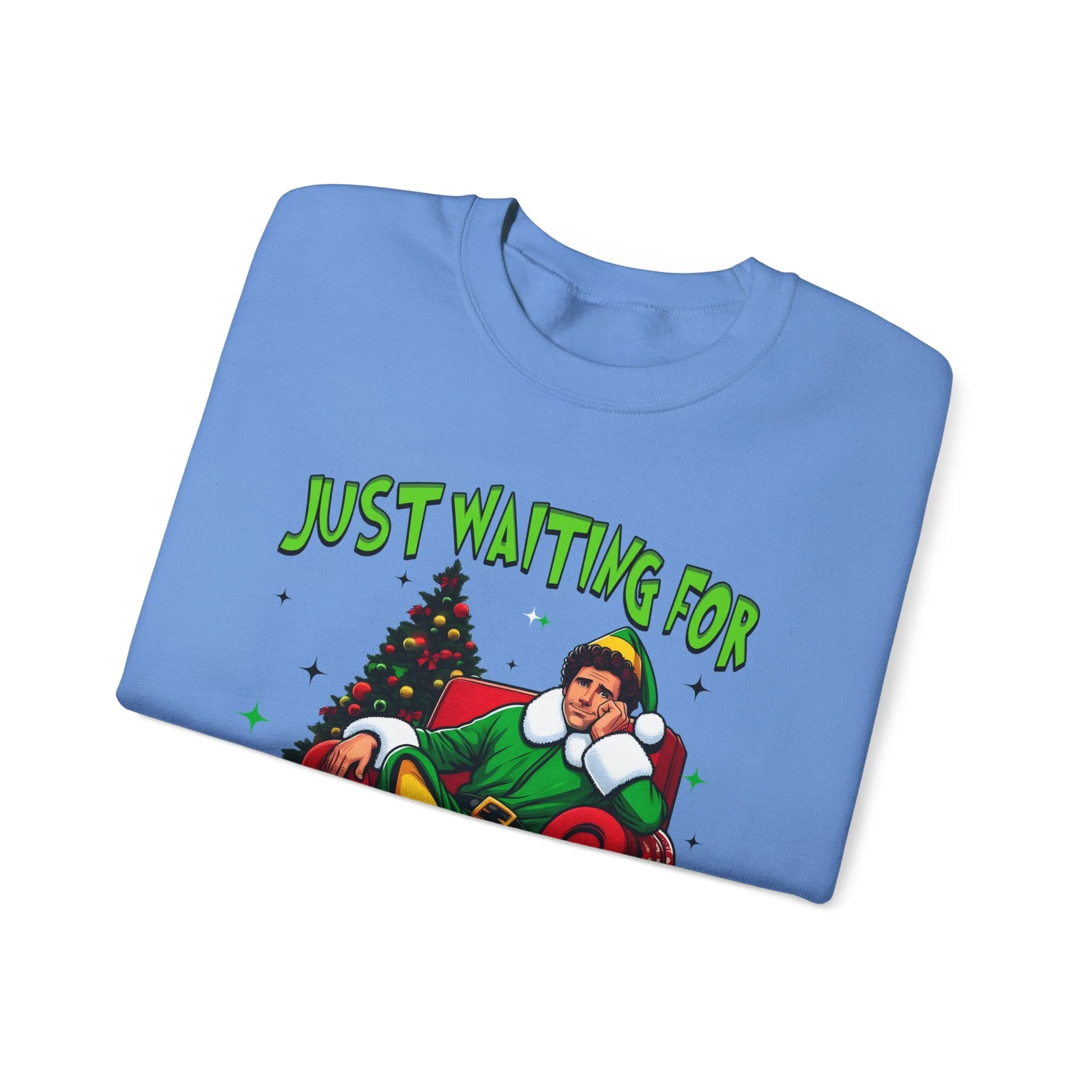 Just Waiting for Christmas Sweatshirt - Unisex Heavy Blend Crewneck for Holiday Cheer