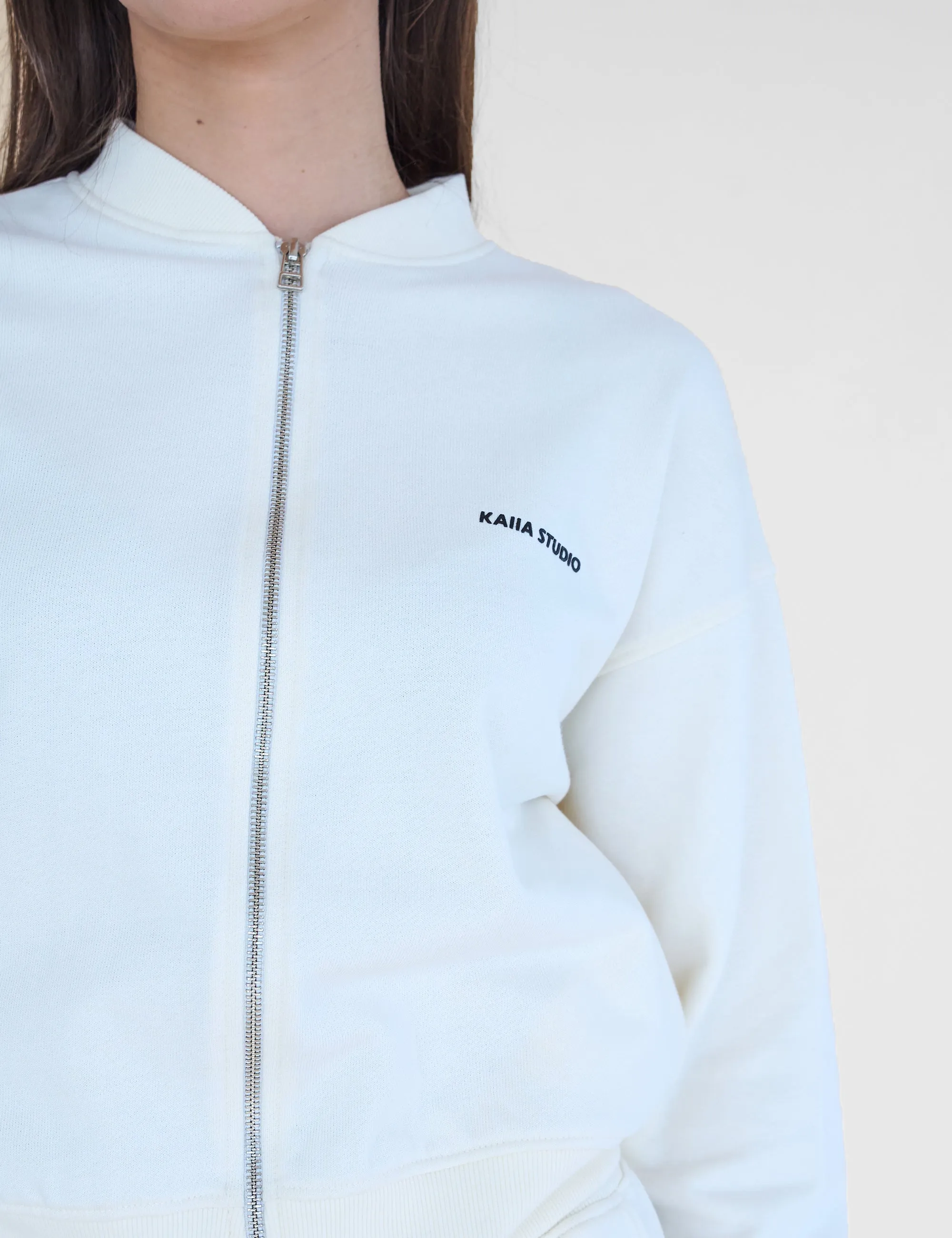 Kaiia Studio Zip Up Sweatshirt Ecru