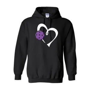 Love Pickleball Heart (Purple) | Unisex Hoodie Pickleball Sweatshirt | 50% Cotton 50% Polyester