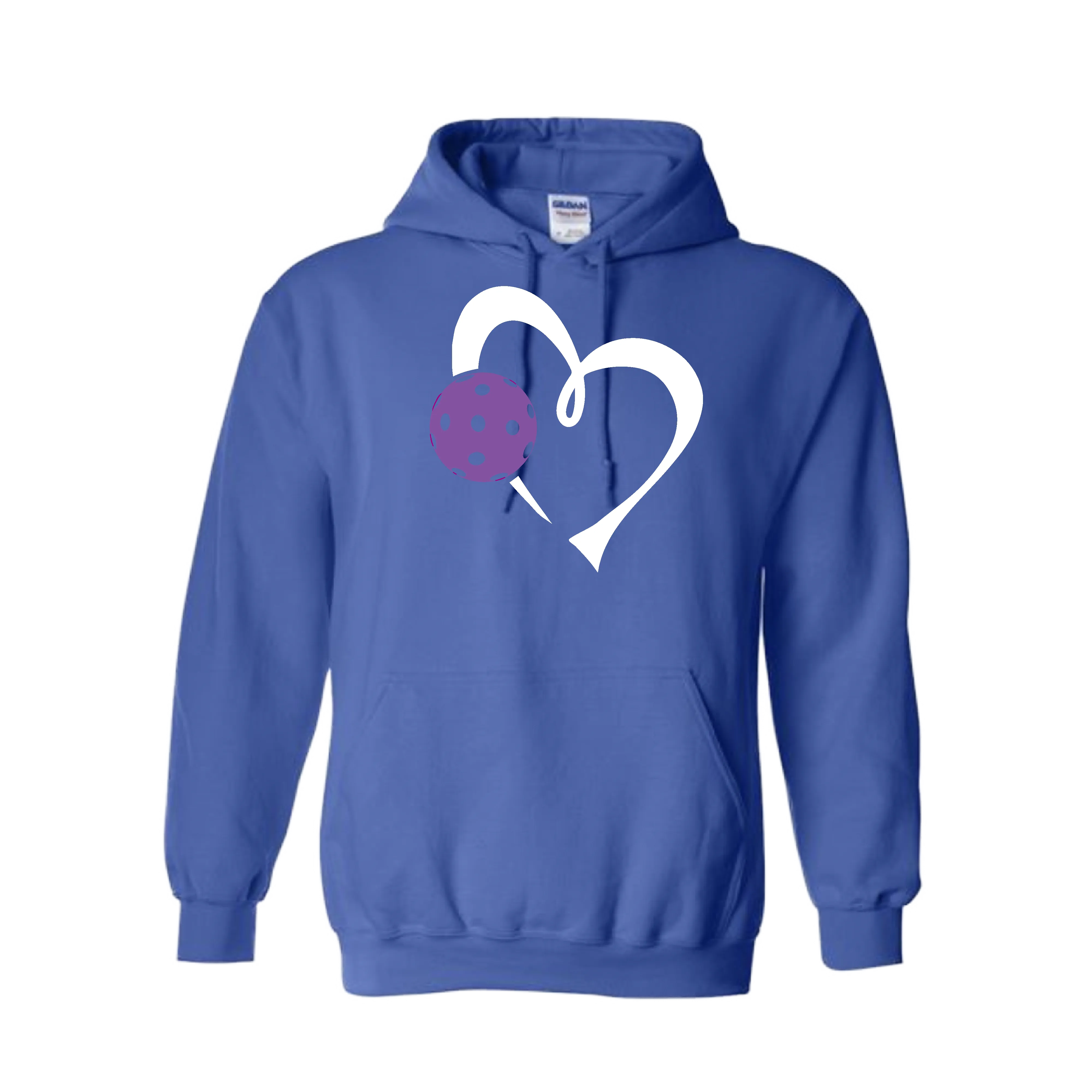 Love Pickleball Heart (Purple) | Unisex Hoodie Pickleball Sweatshirt | 50% Cotton 50% Polyester