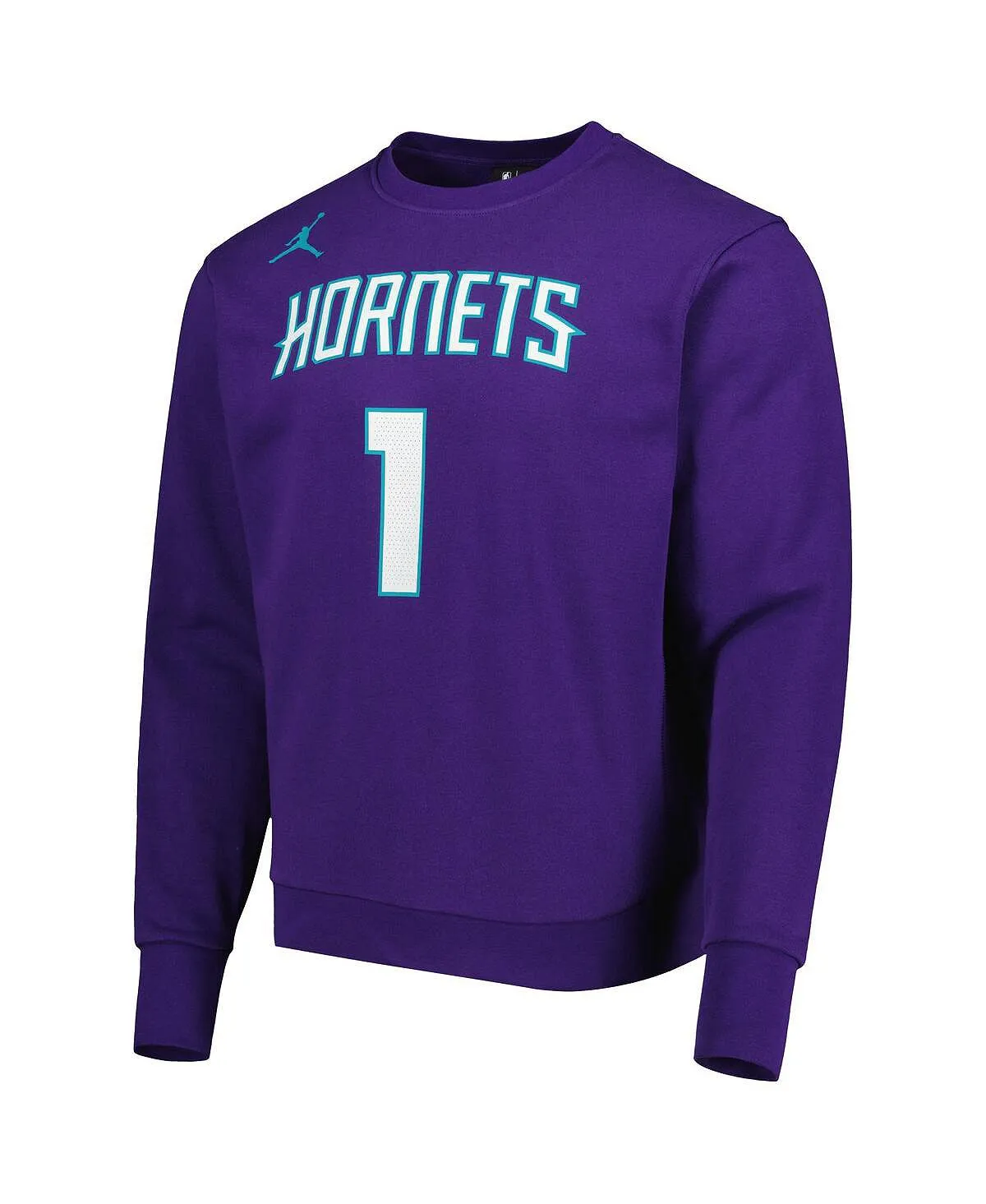 Men's brand sweatshirt lamelo ball purple charlotte hornets with name and number Jordan violet