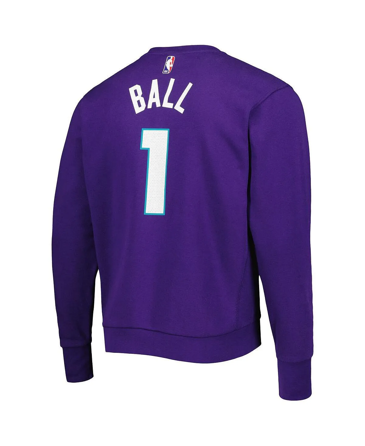 Men's brand sweatshirt lamelo ball purple charlotte hornets with name and number Jordan violet