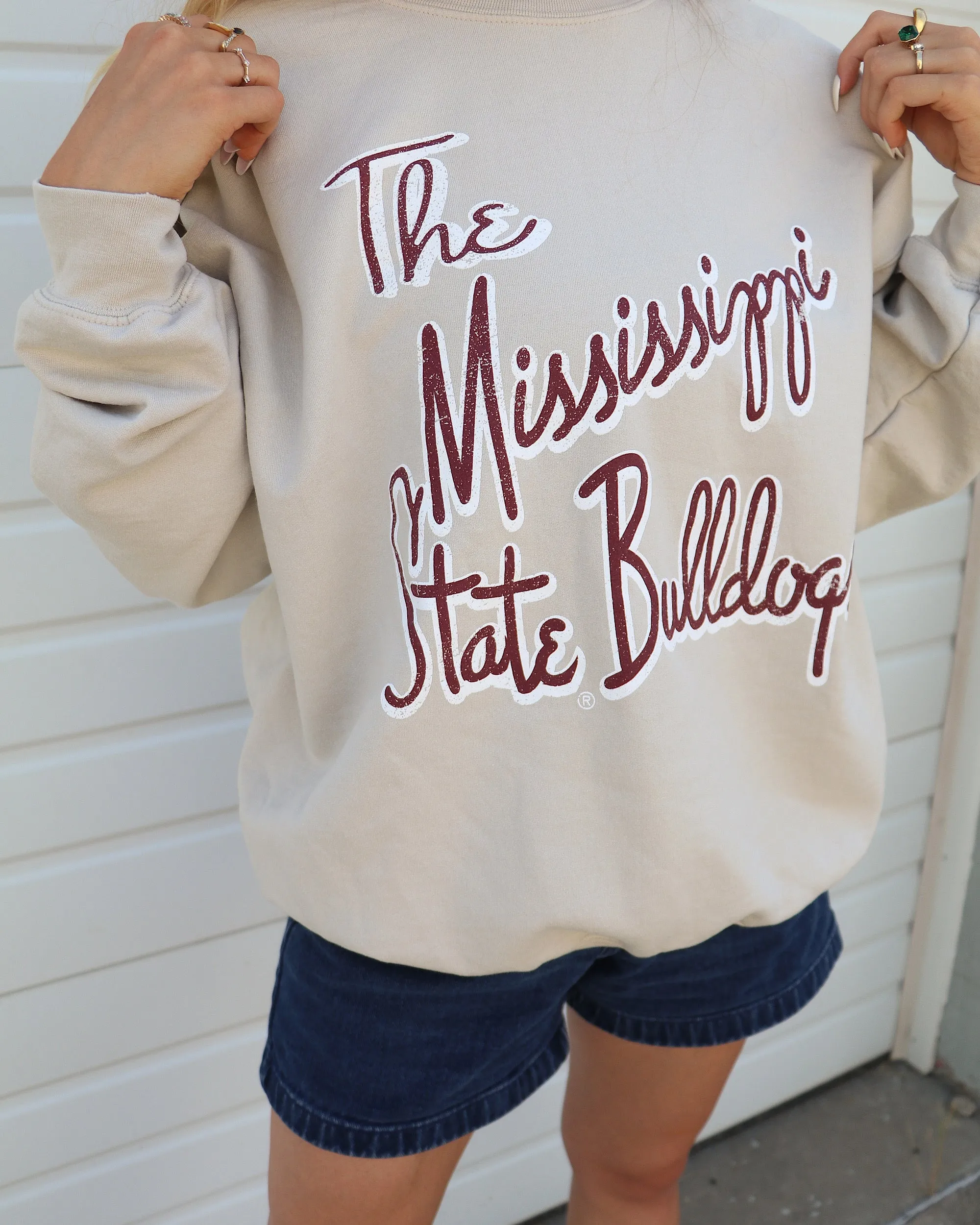 Mississippi State Bulldogs Beverly Sand Thrifted Sweatshirt