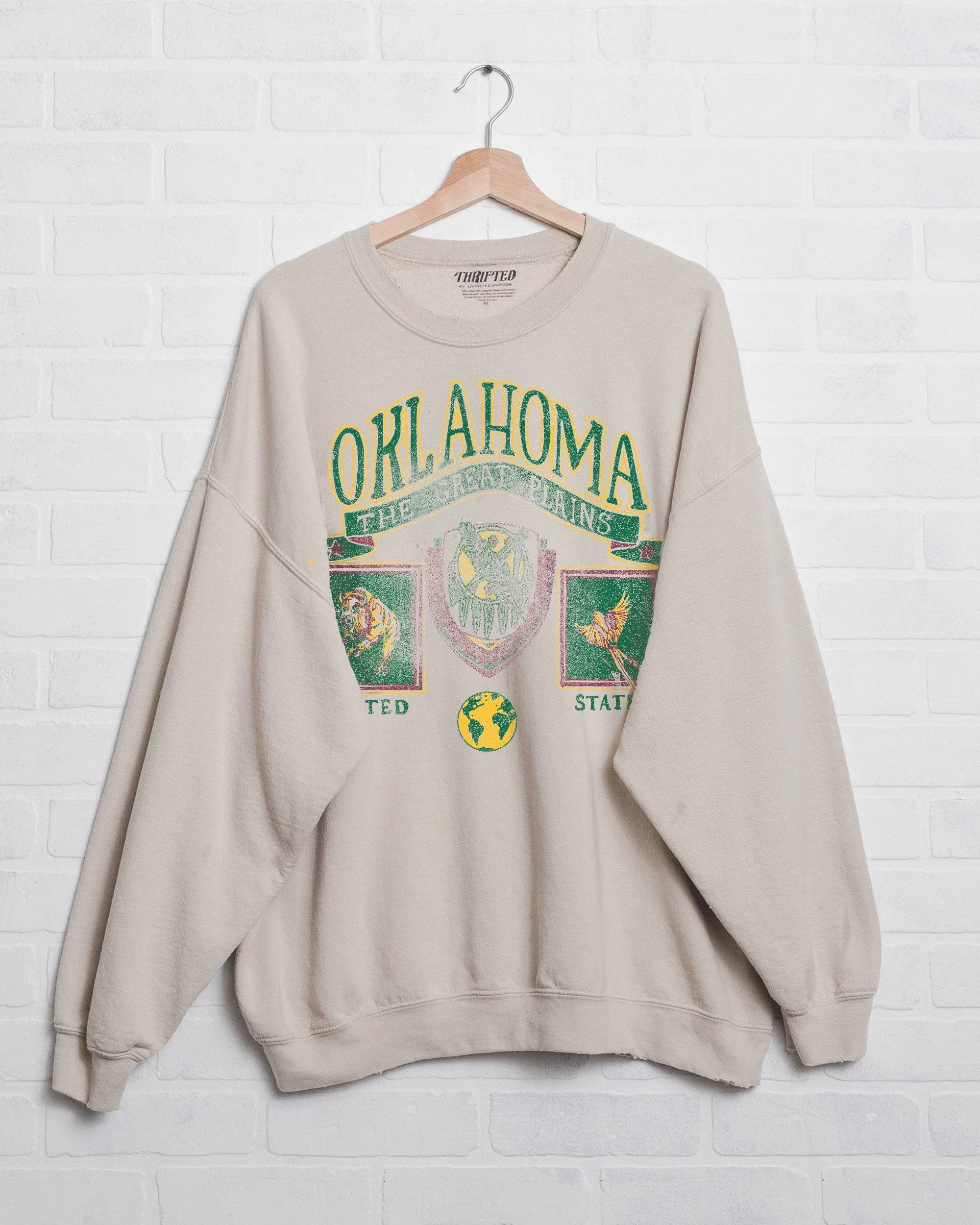 Oklahoma Patch Sand Thrifted Sweatshirt