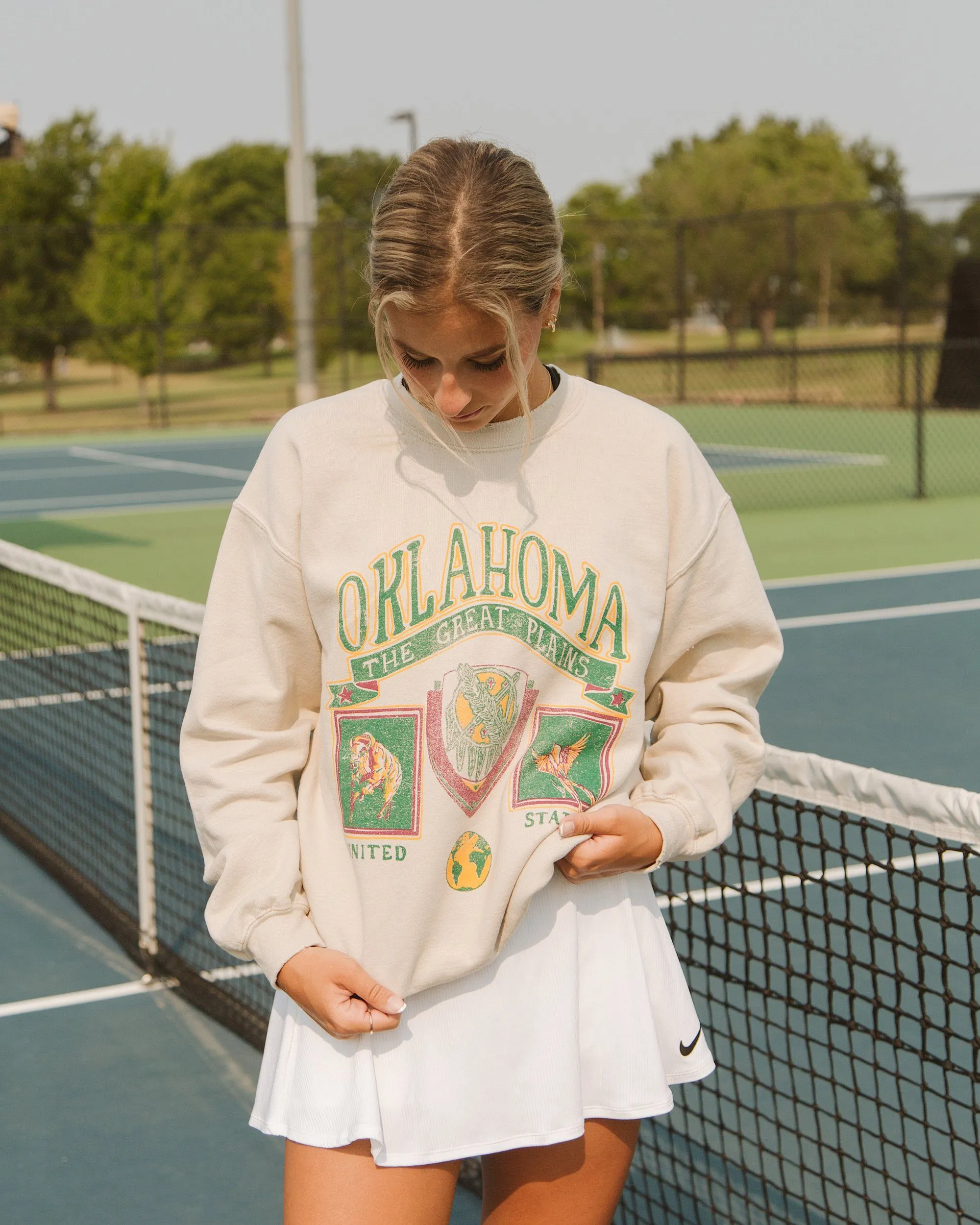 Oklahoma Patch Sand Thrifted Sweatshirt