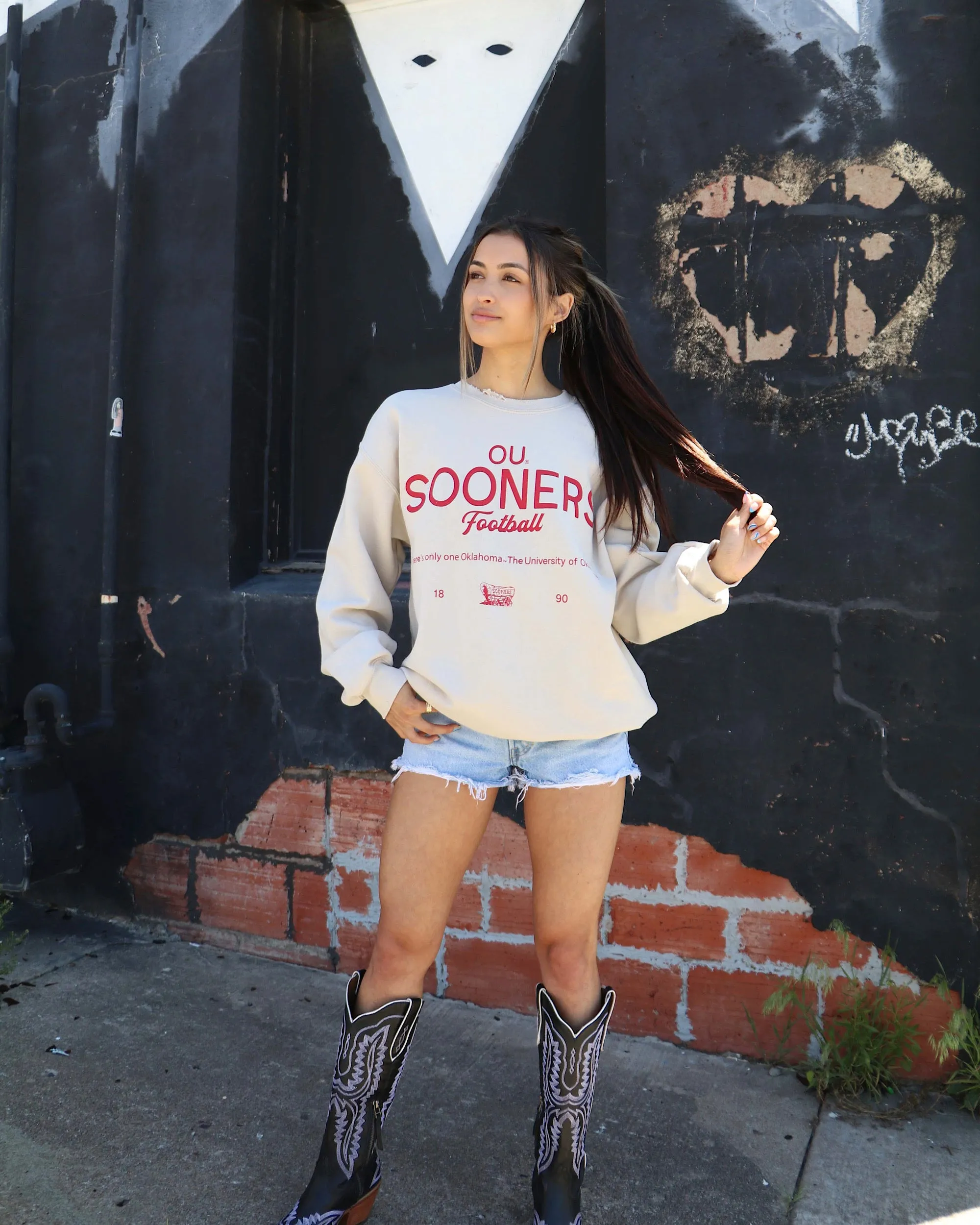 OU Sooners Shot Off Sand Thrifted Sweatshirt