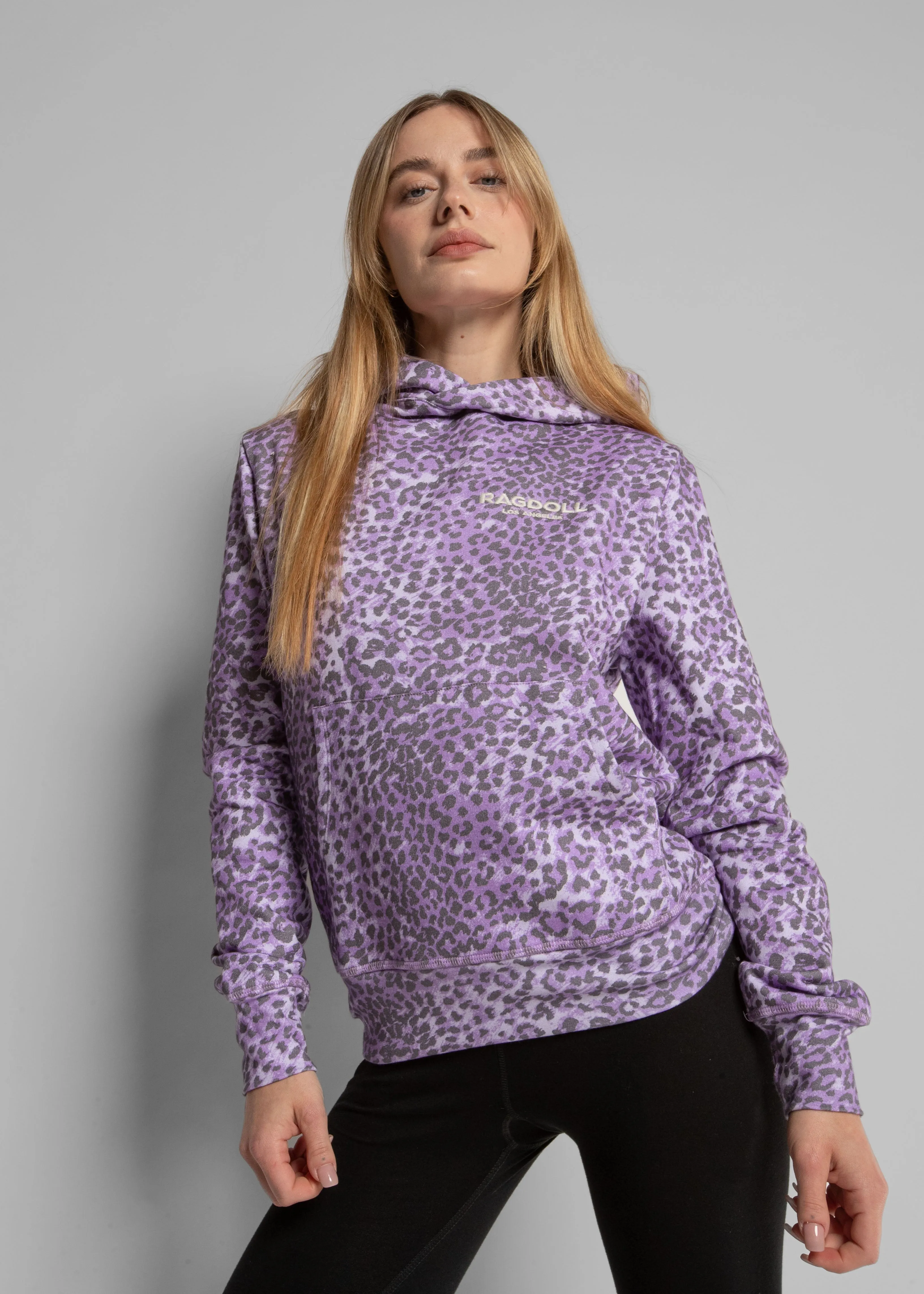 OVERSIZED HOODIE - LEOPARD VIOLET