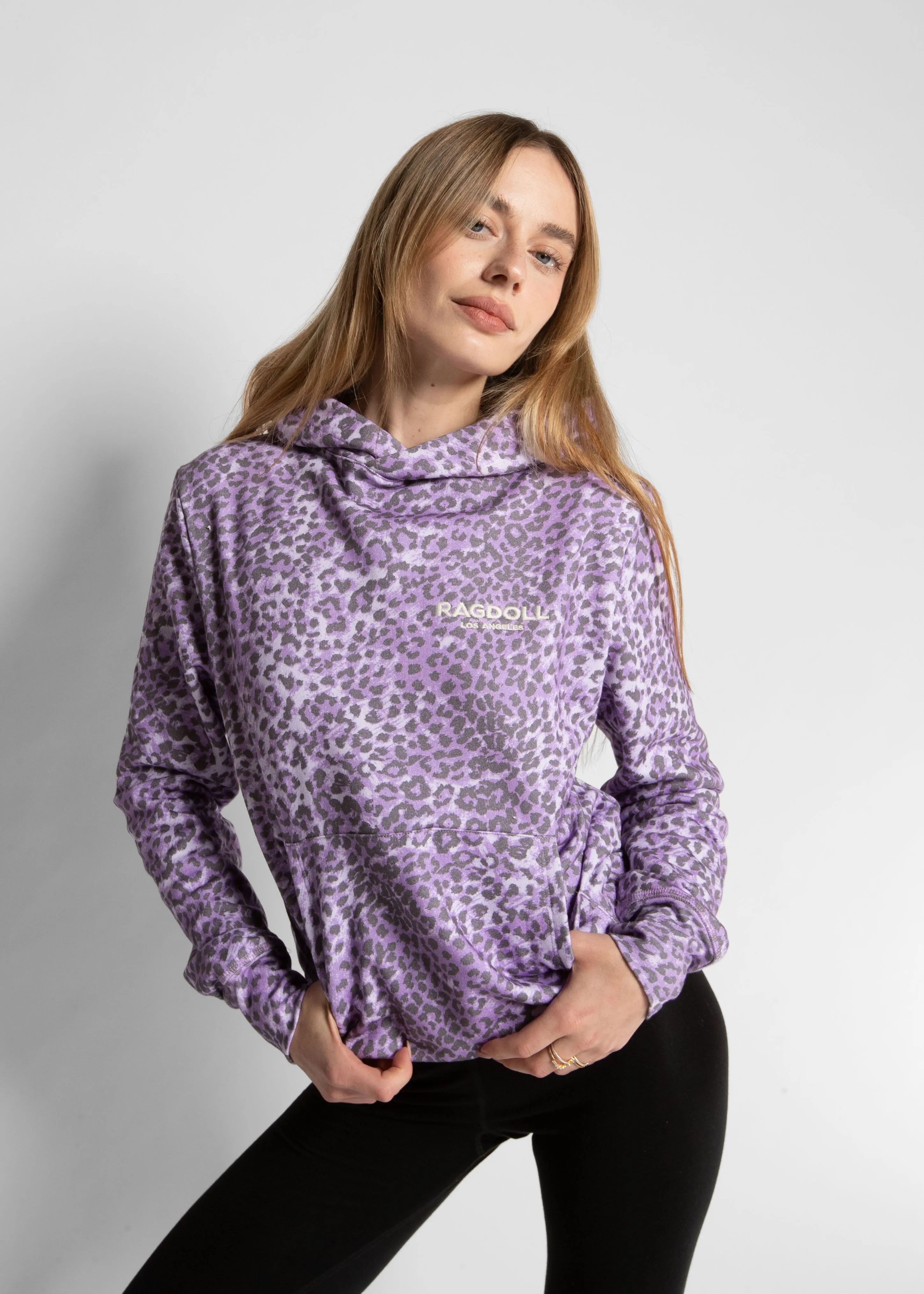 OVERSIZED HOODIE - LEOPARD VIOLET