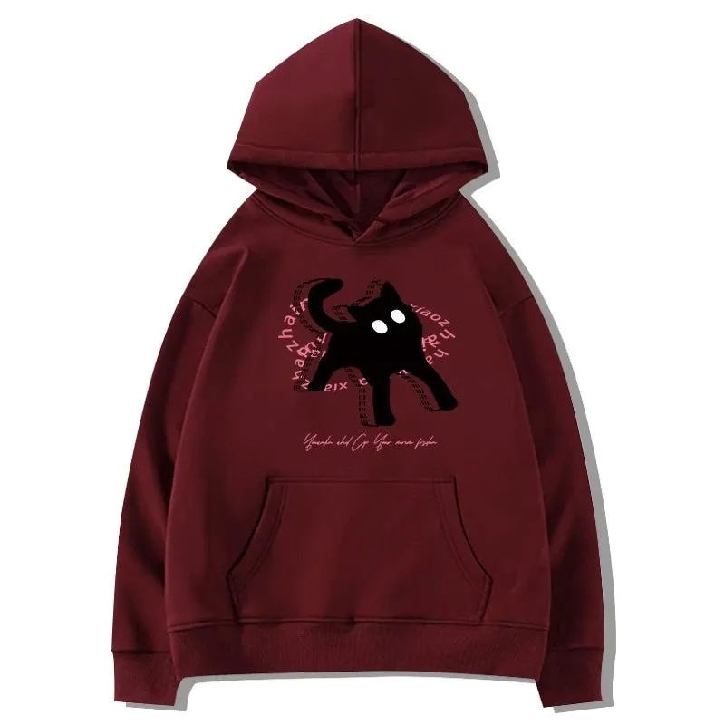 Pink Hooded Sweet Women's Sweatshirts Letter Printing O-neck Chic Pockets Pullovers Female Hoodies Fashion Streetwear